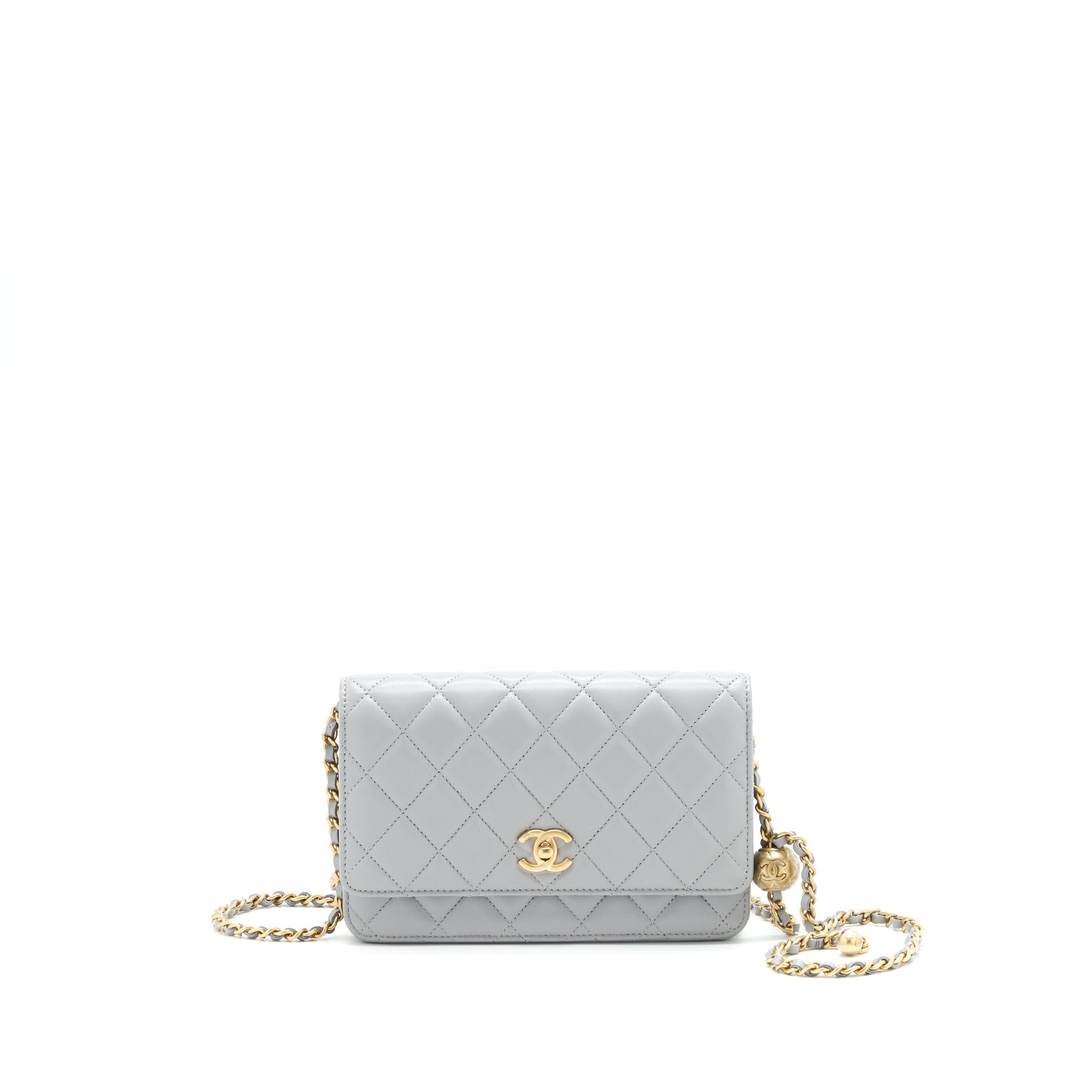 Chanel 21B Pearl Crush Wallet On Chain Grey