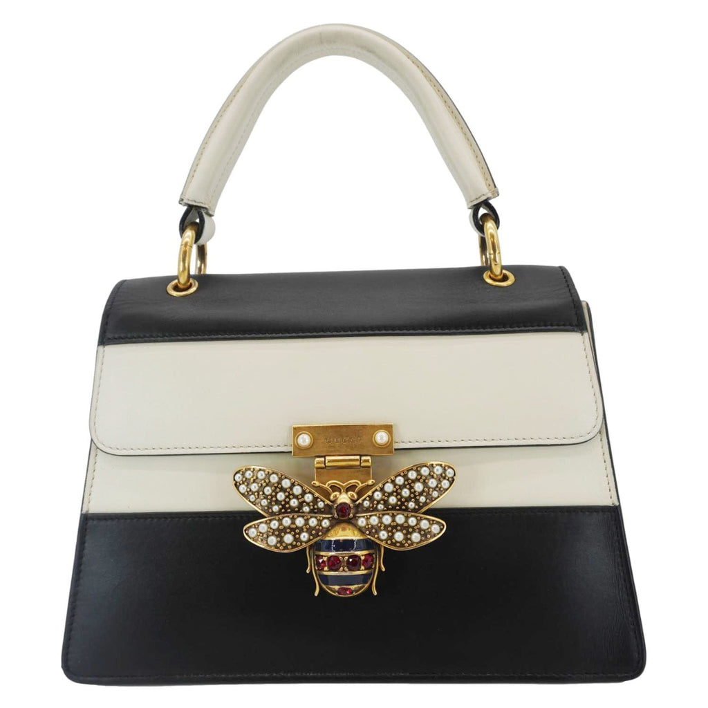 GUCCI Queen Margaret Bee Blind For Love Leather Shoulder Bag Black 476541