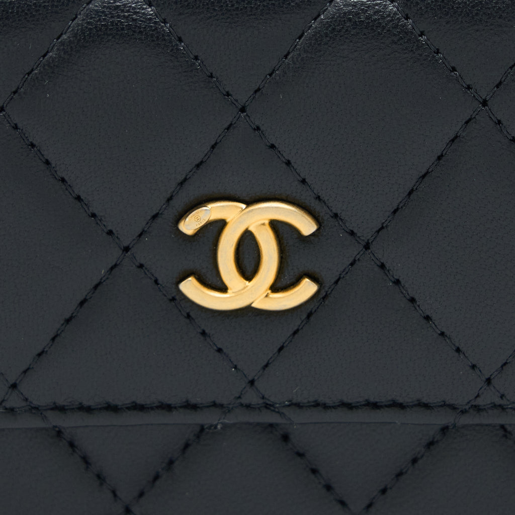 Chanel Pearl Crush Mini Flap Belt Bag Lambskin Black Brushed