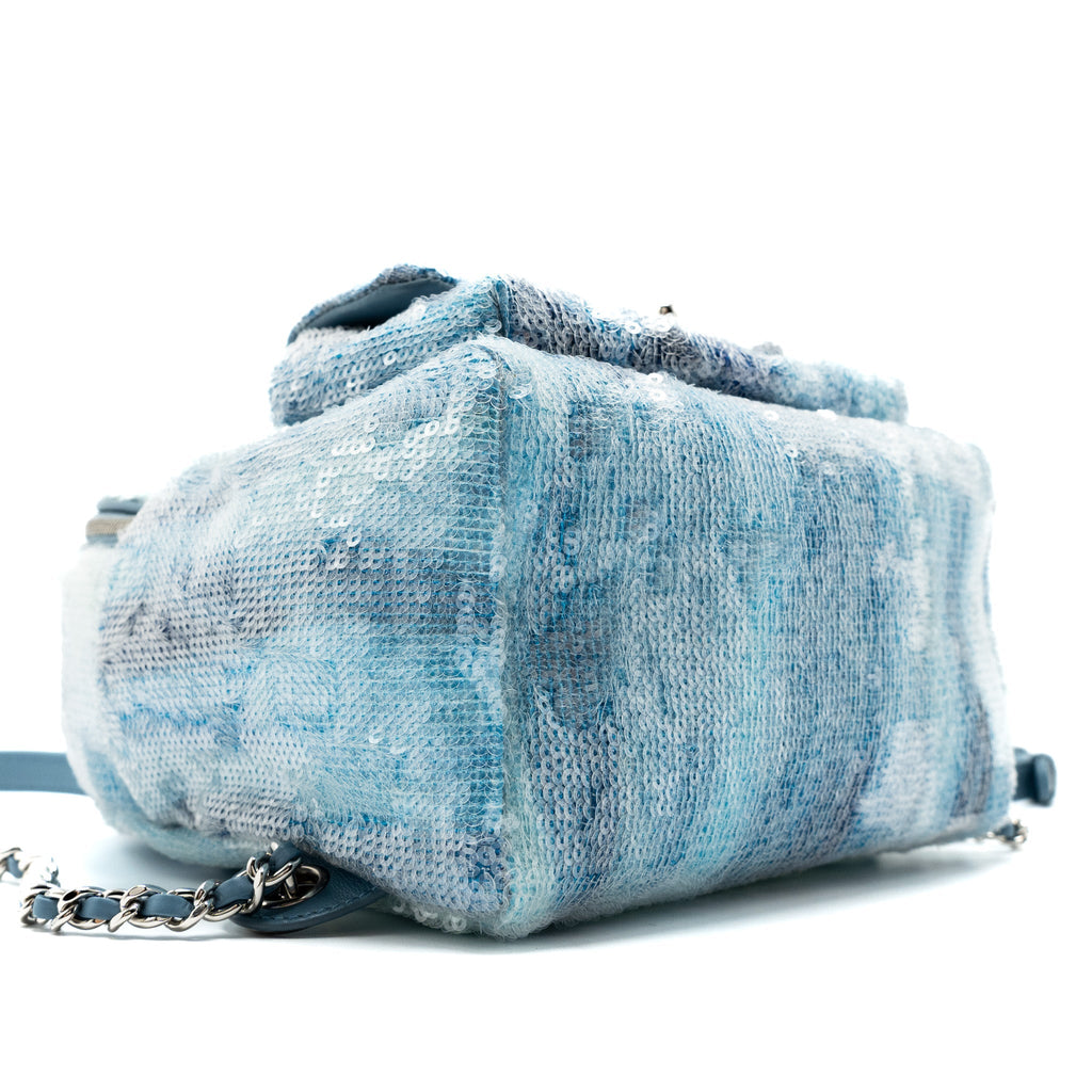 Chanel Mini Backpack Sequins Multicolour Blue