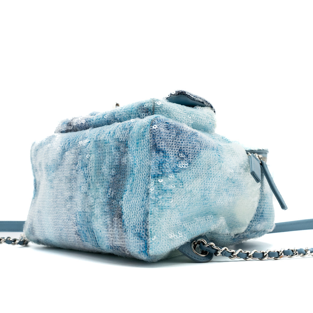 Chanel Mini Backpack Sequins Multicolour Blue
