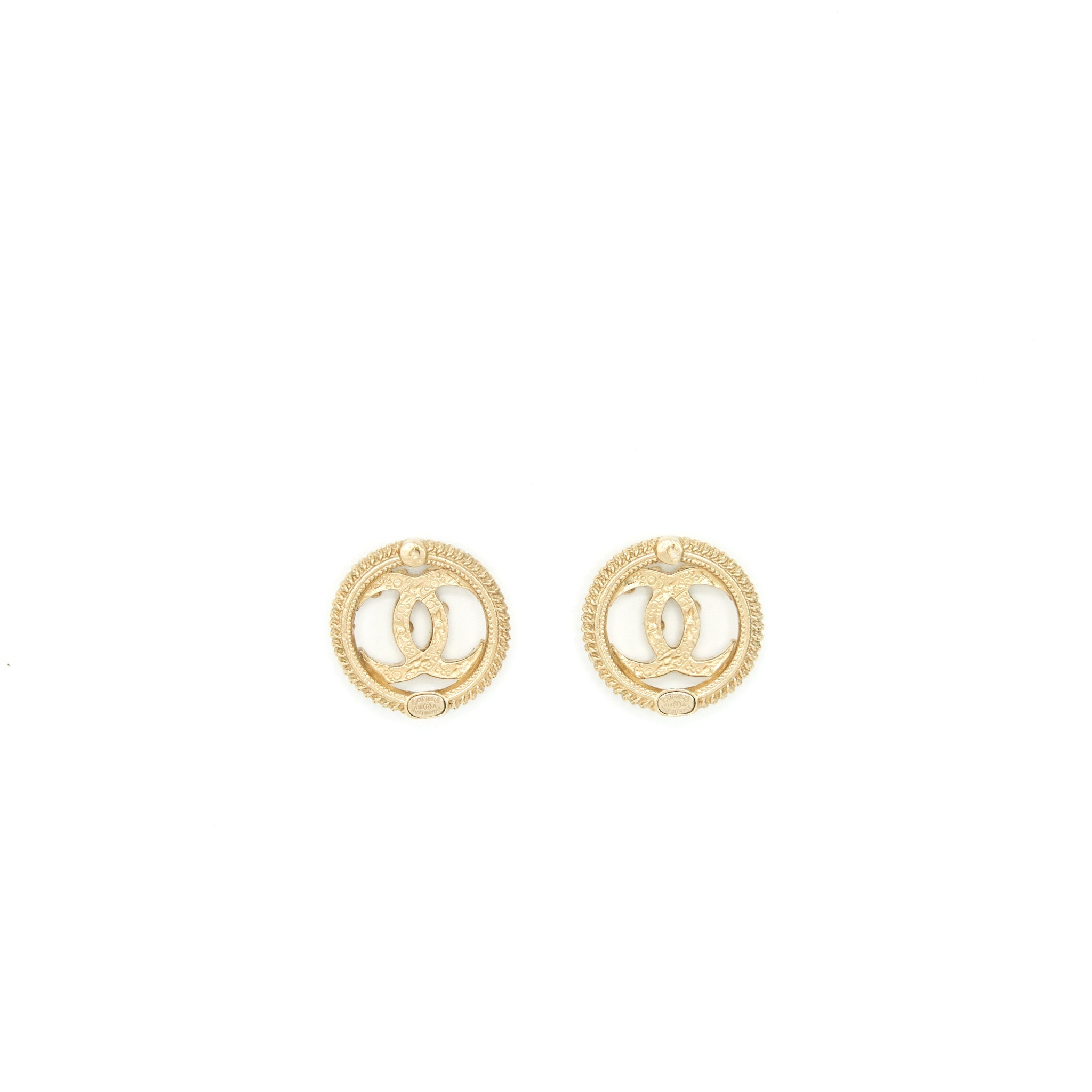 Chanel Round CC Logo Crystal and Pearl Earrings