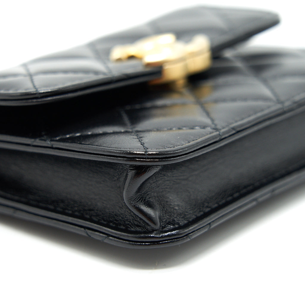 Chanel 21A Flap Coin Purse with chain Calfskin black