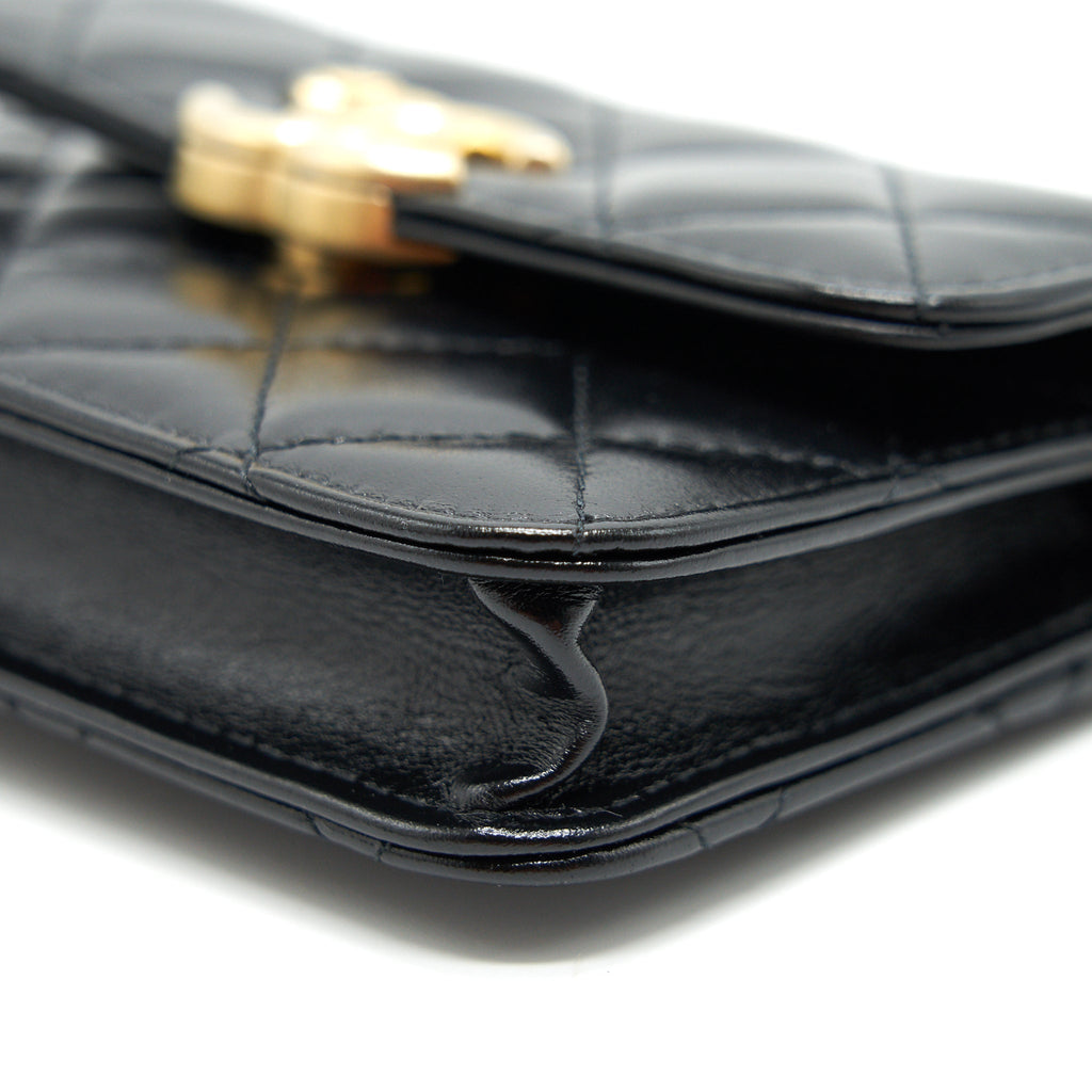 Chanel 21A Flap Coin Purse with chain Calfskin black