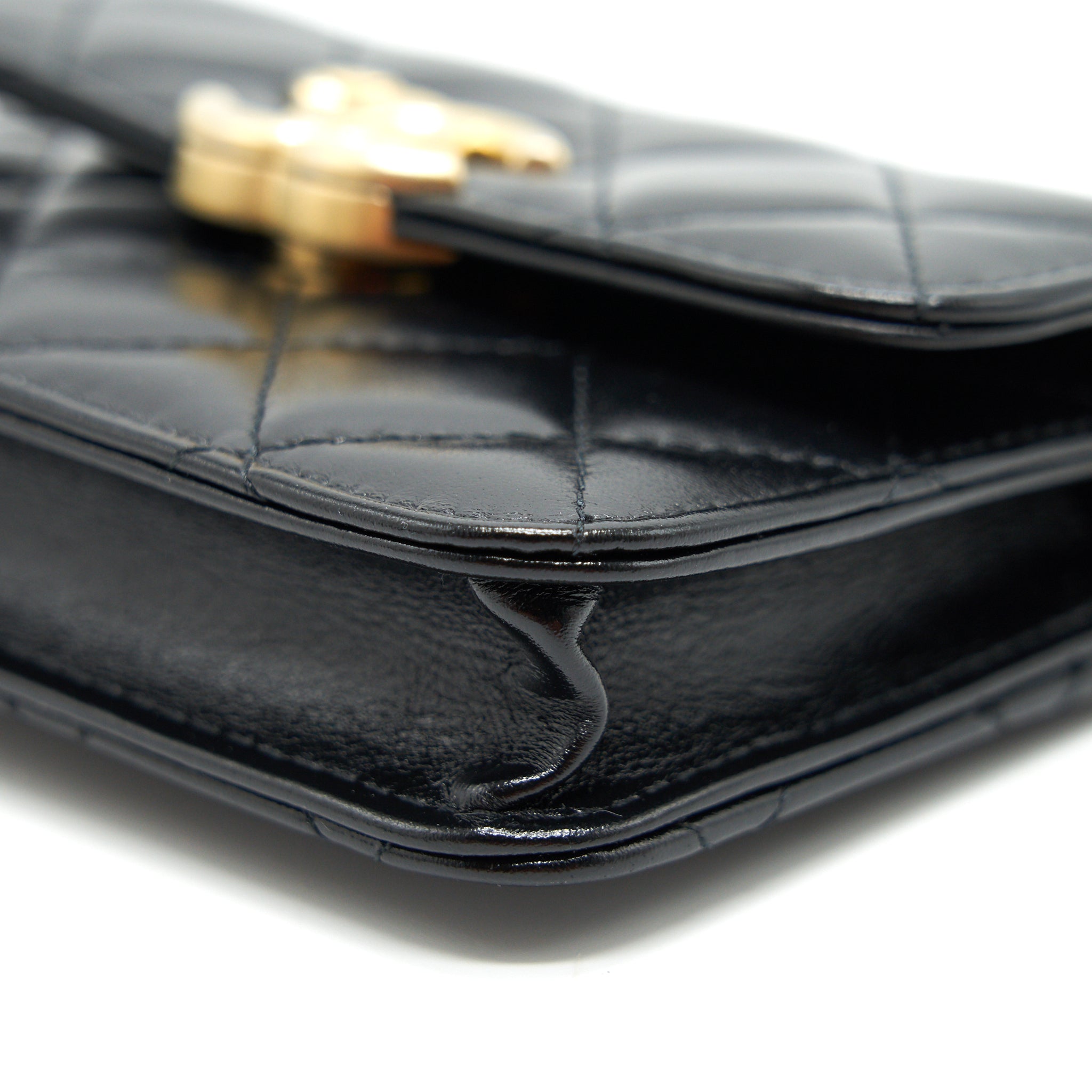 Chanel 21A Flap Coin Purse with chain Calfskin black