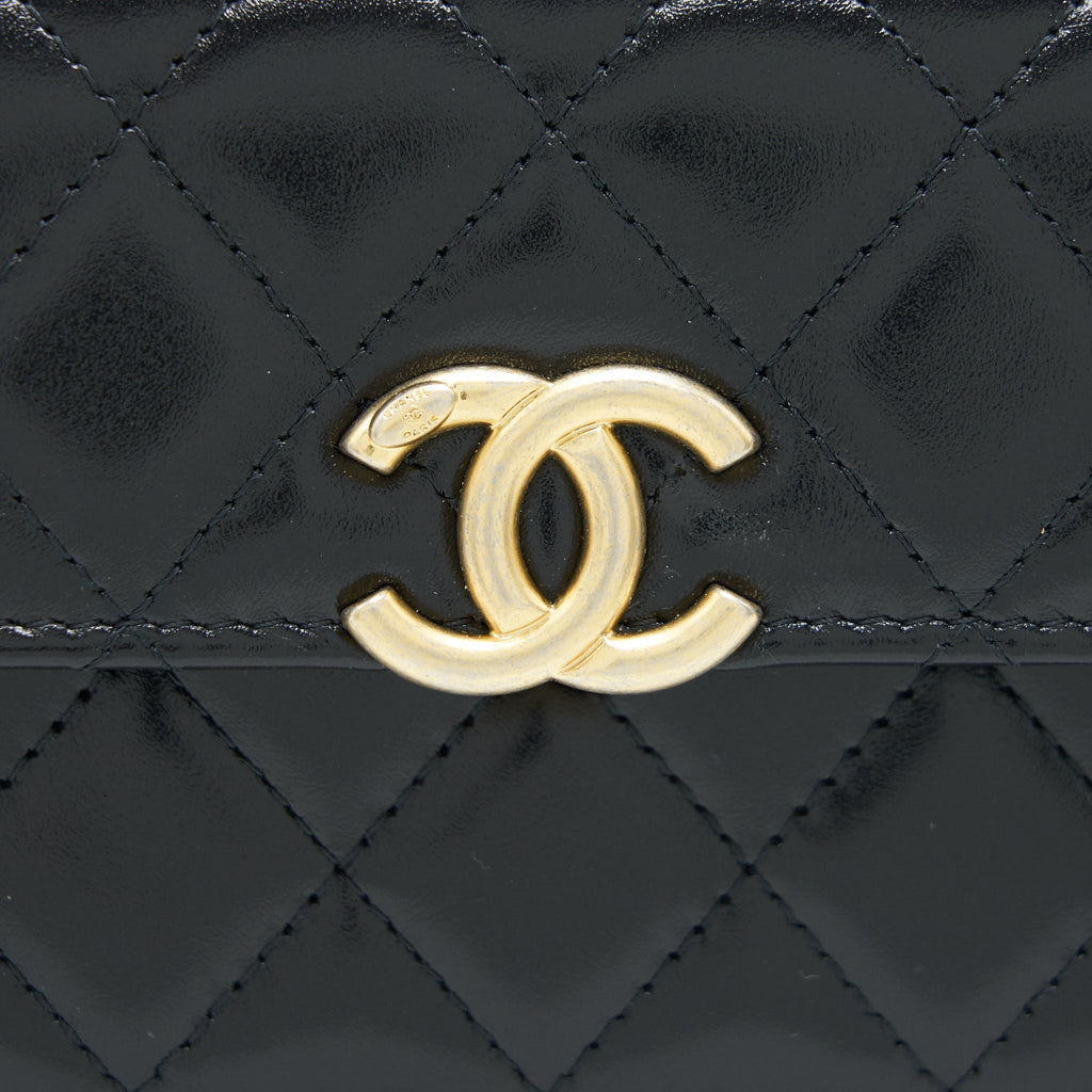 Chanel 21A Flap Coin Purse with chain Calfskin black