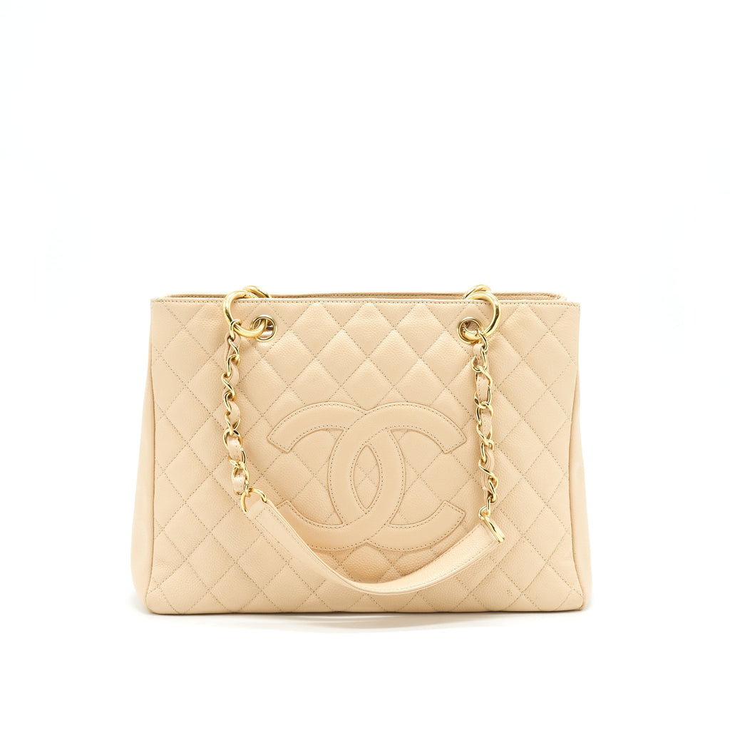 CHANEL CAVIAR GRAND SHOPPING TOTE GST IN BEIGE