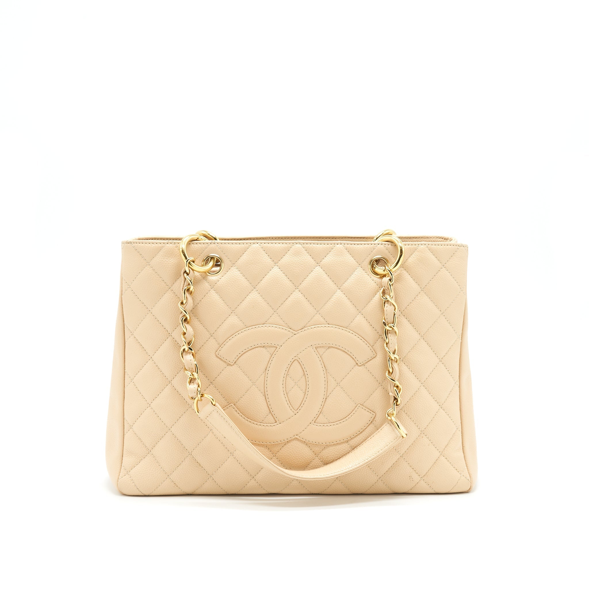 CHANEL CAVIAR GRAND SHOPPING TOTE GST IN BEIGE