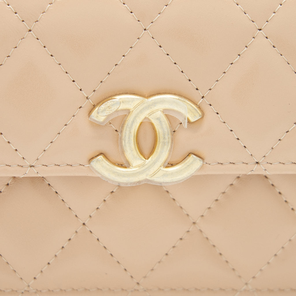 Chanel 21A Flap Coin Purse with Chain Beige  Calfskin