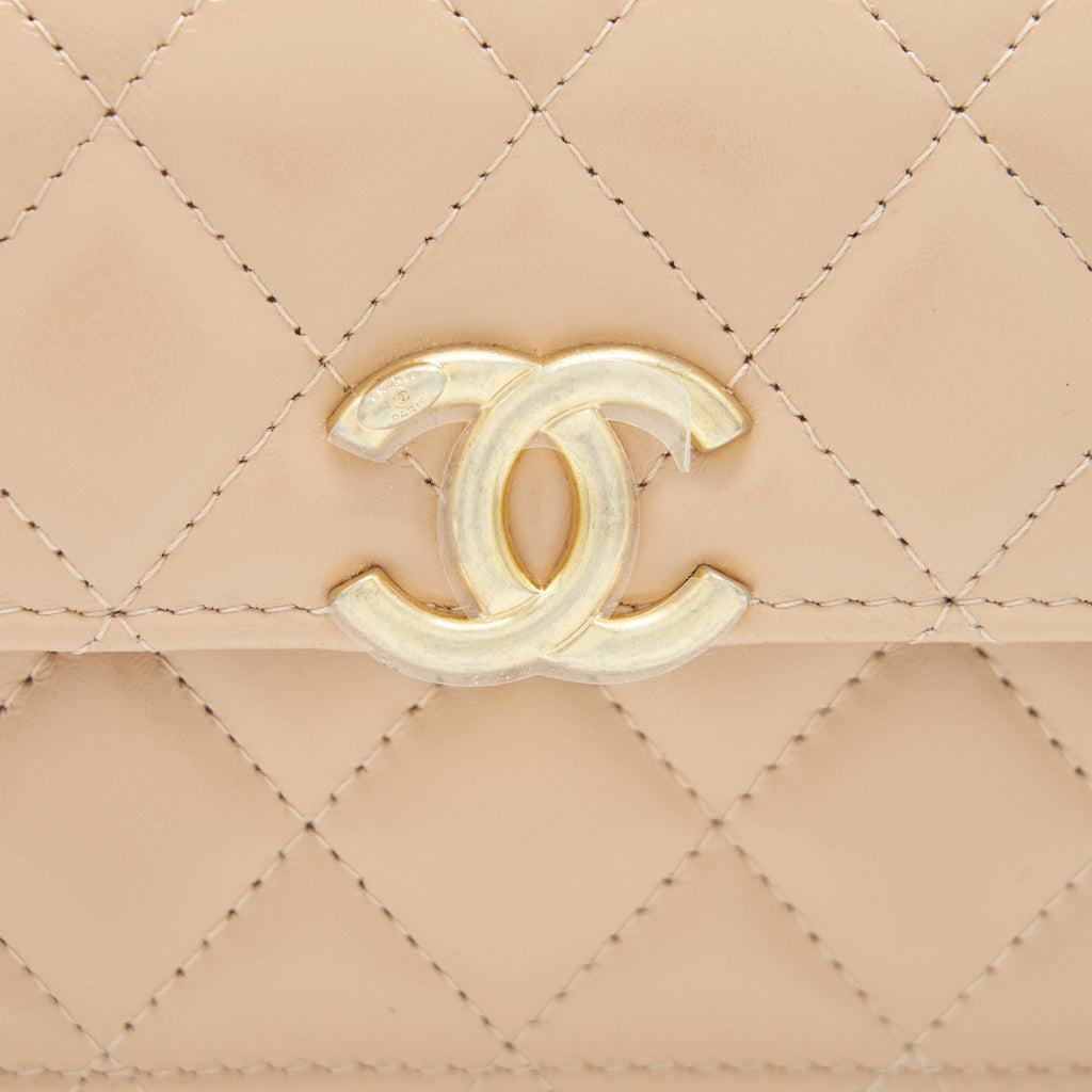 Chanel 21A Flap Coin Purse with Chain Beige  Calfskin