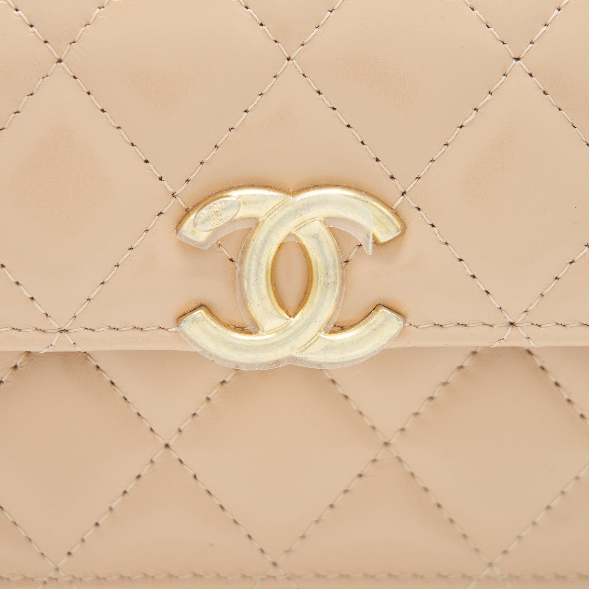 Chanel 21A Flap Coin Purse with Chain Beige  Calfskin