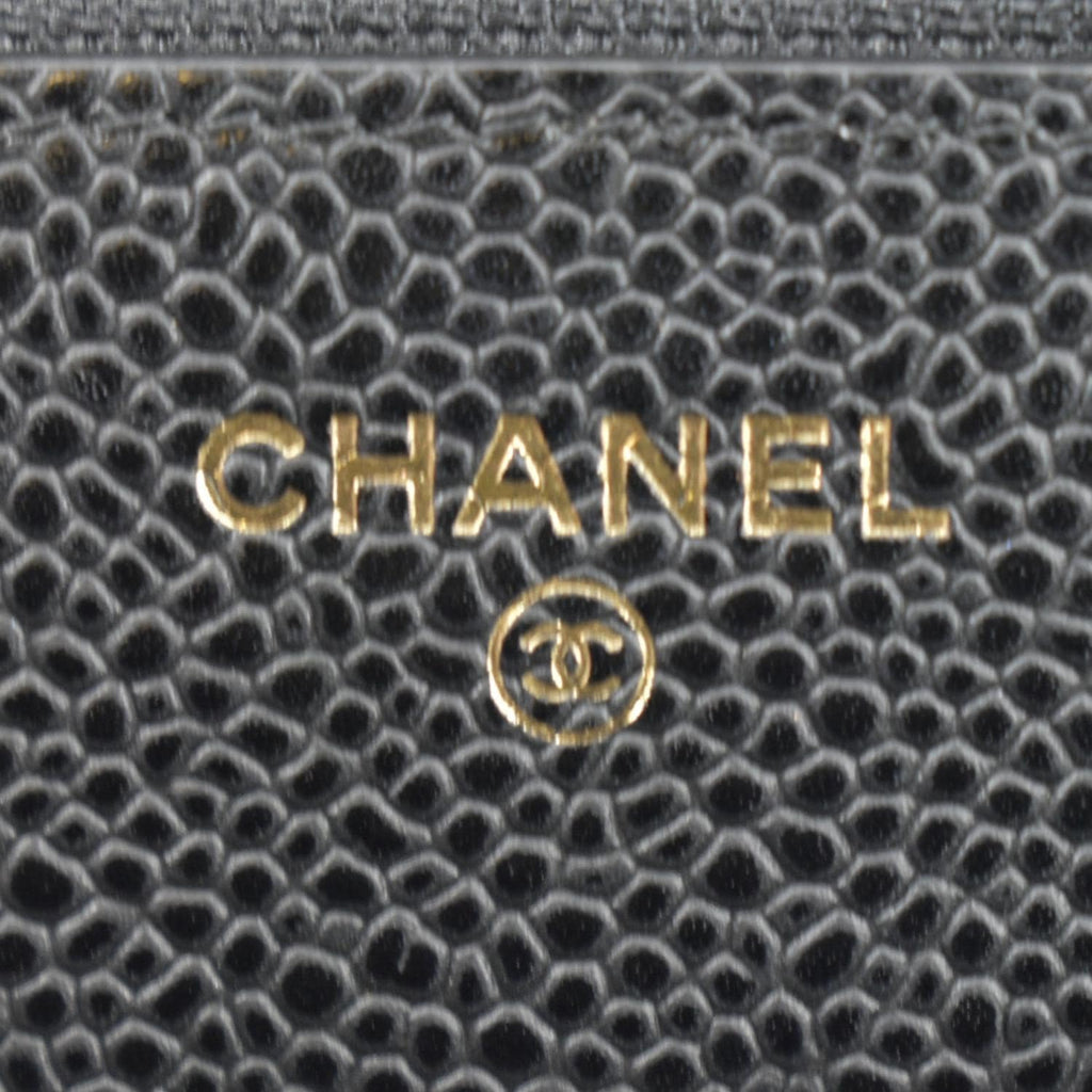 CHANEL Woc Caviar Leather Wallet On Chain Clutch Bag Black