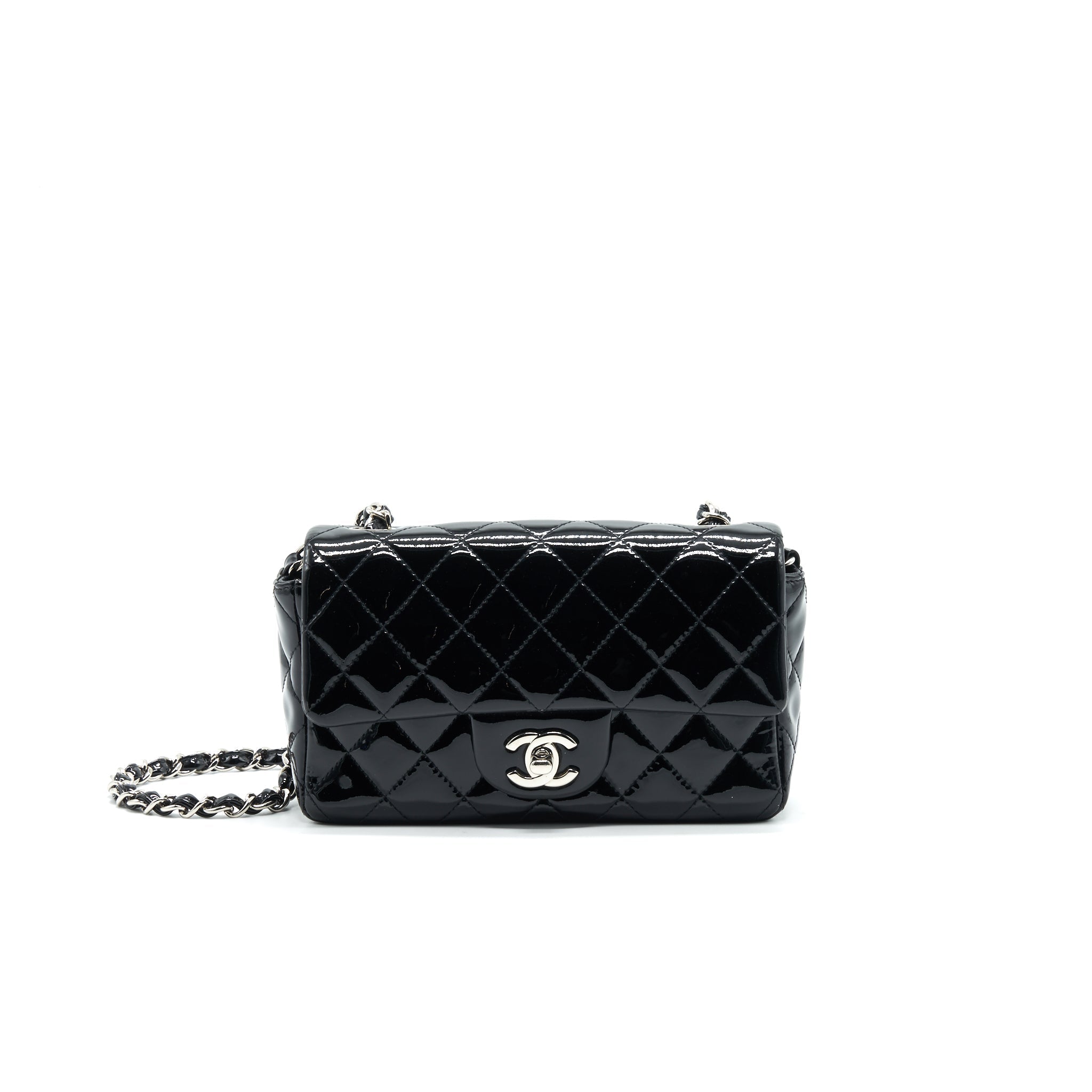 Chanel Mini Rectangular Flap bag Patent Leather Black