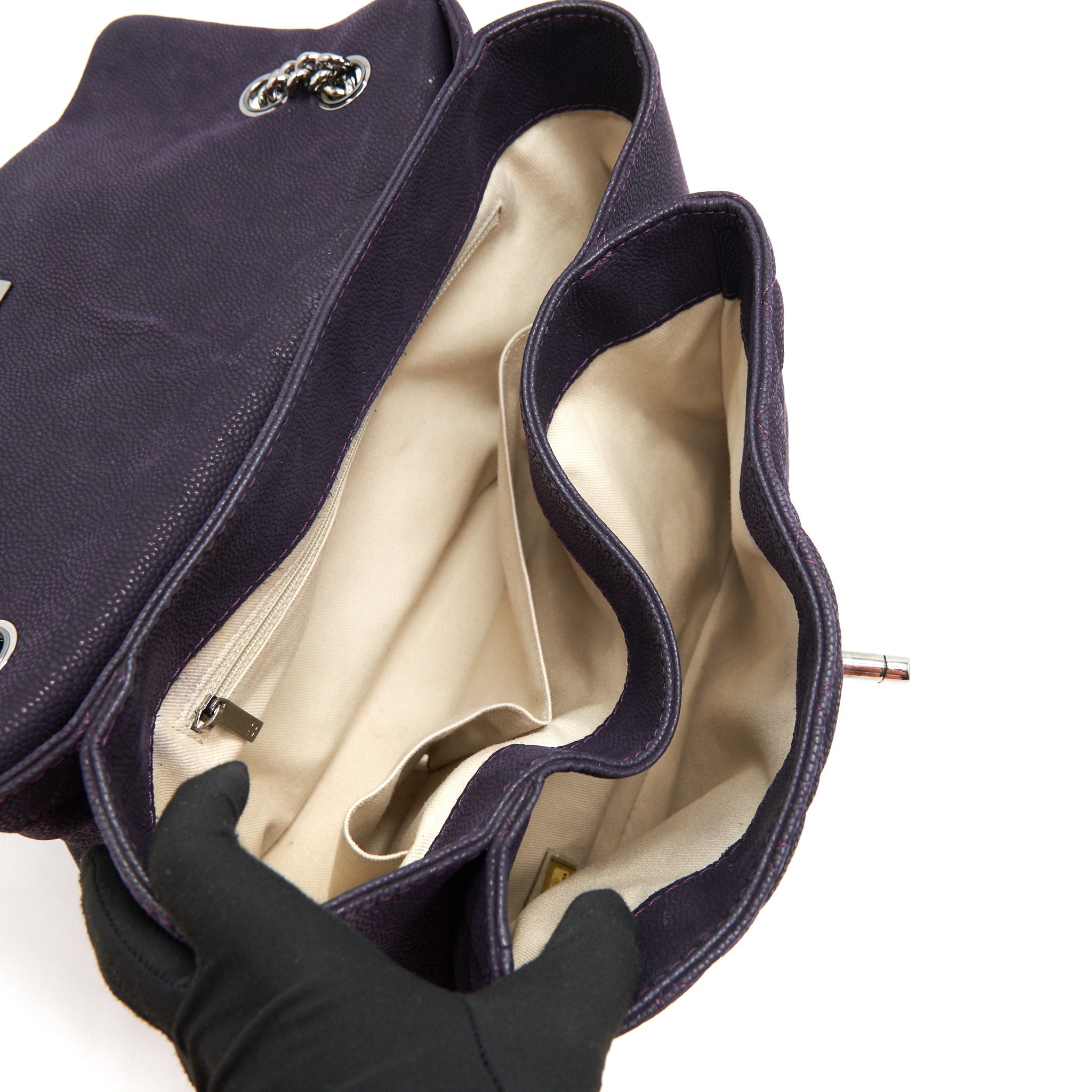 Chanel Flap Tote Bag With Chain Caviar In Purple