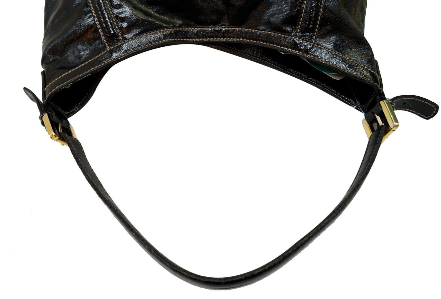 GUCCI Patent Leather Black Medium Britt Hobo Bag