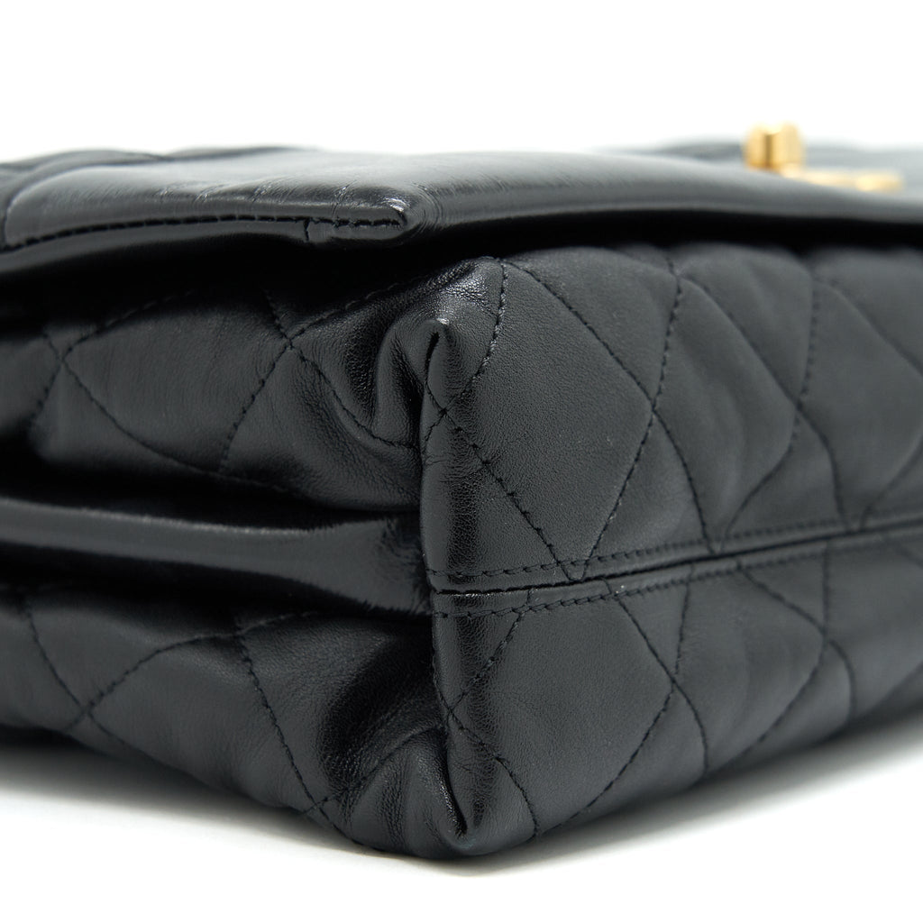 Chanel Large Single Flap Bag Calfskin  Black
