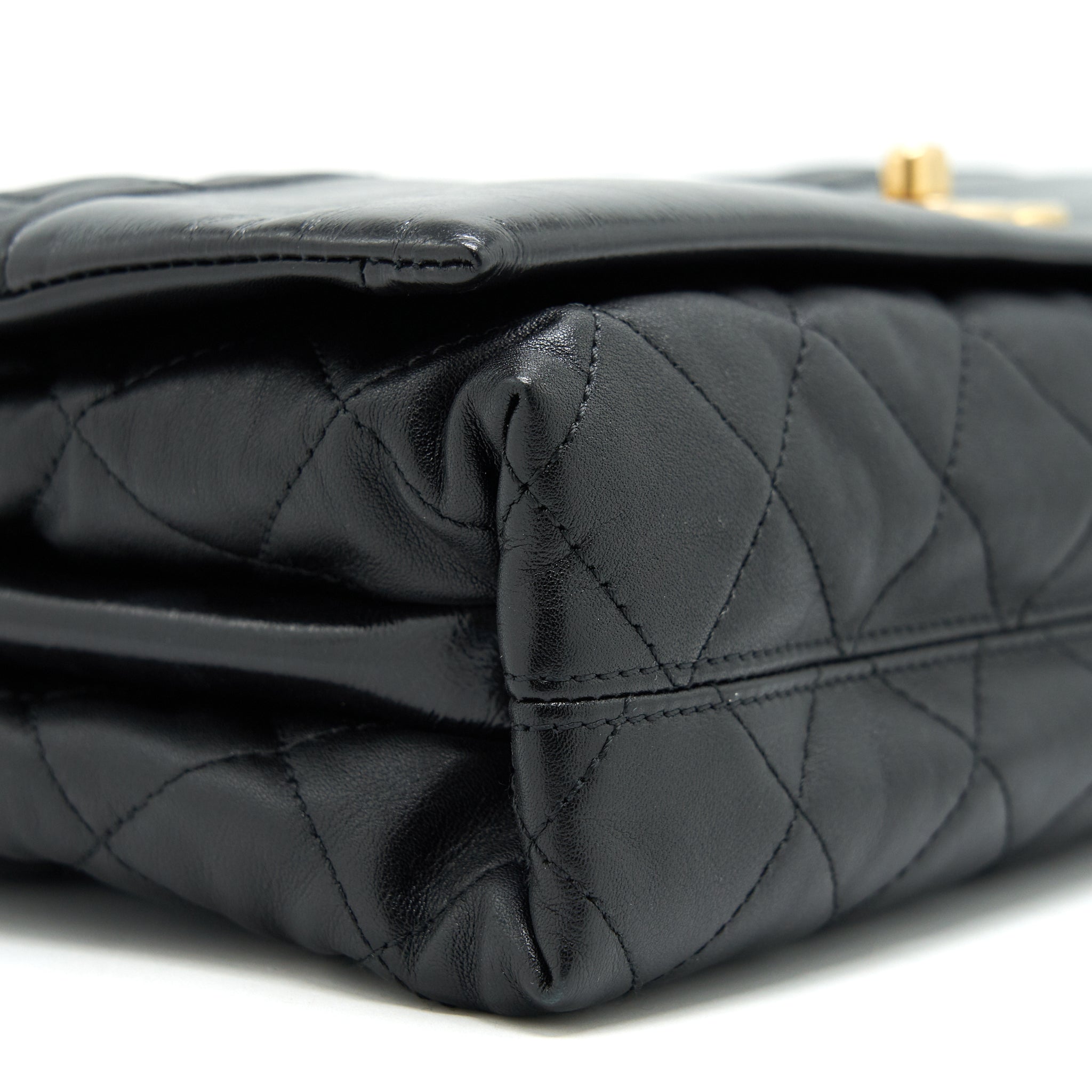 Chanel Large Single Flap Bag Calfskin  Black