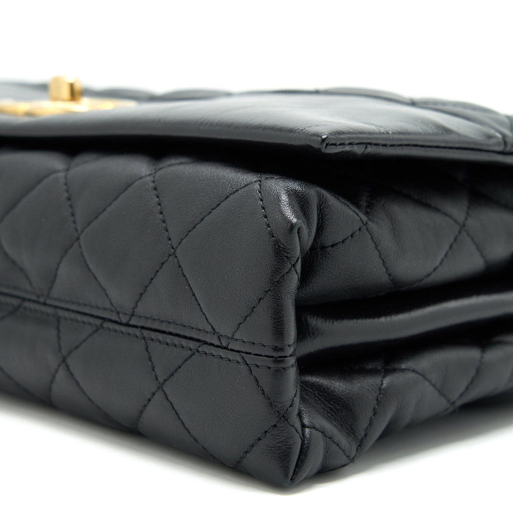 Chanel Large Single Flap Bag Calfskin  Black