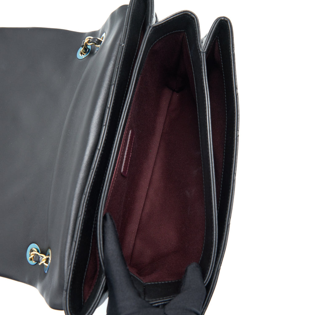 Chanel Large Single Flap Bag Calfskin  Black