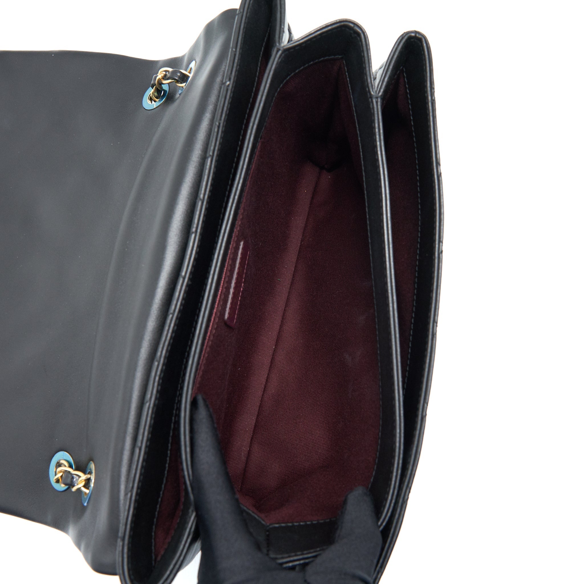 Chanel Large Single Flap Bag Calfskin  Black
