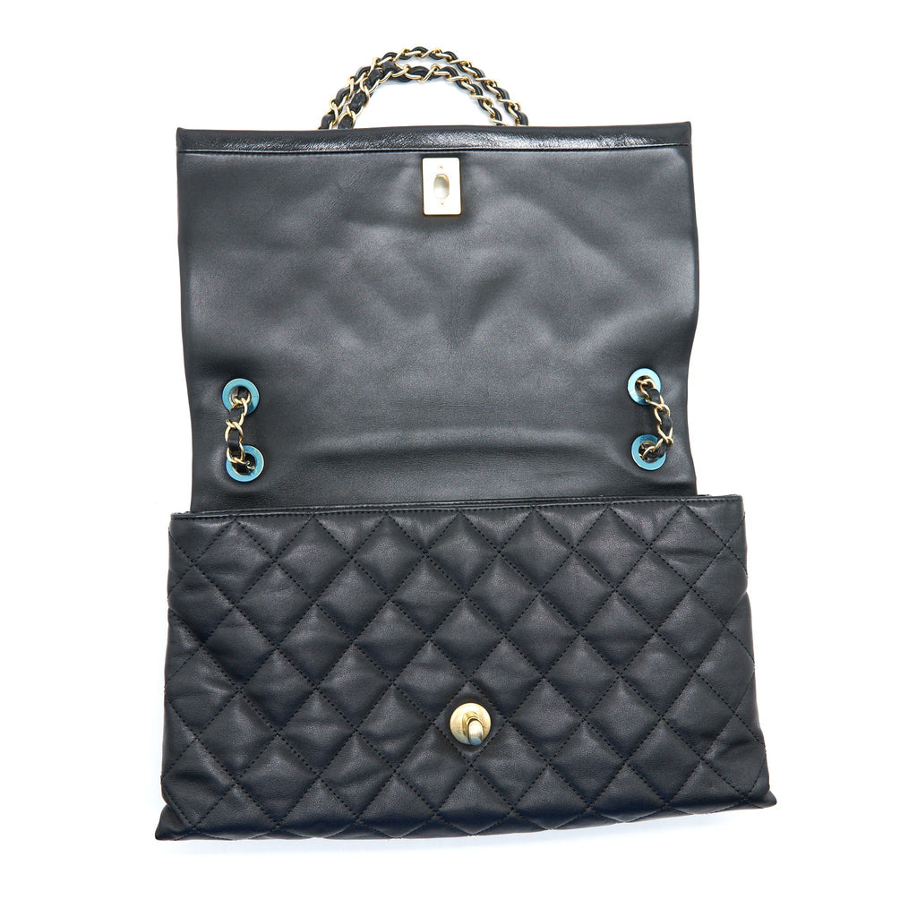 Chanel Large Single Flap Bag Calfskin  Black