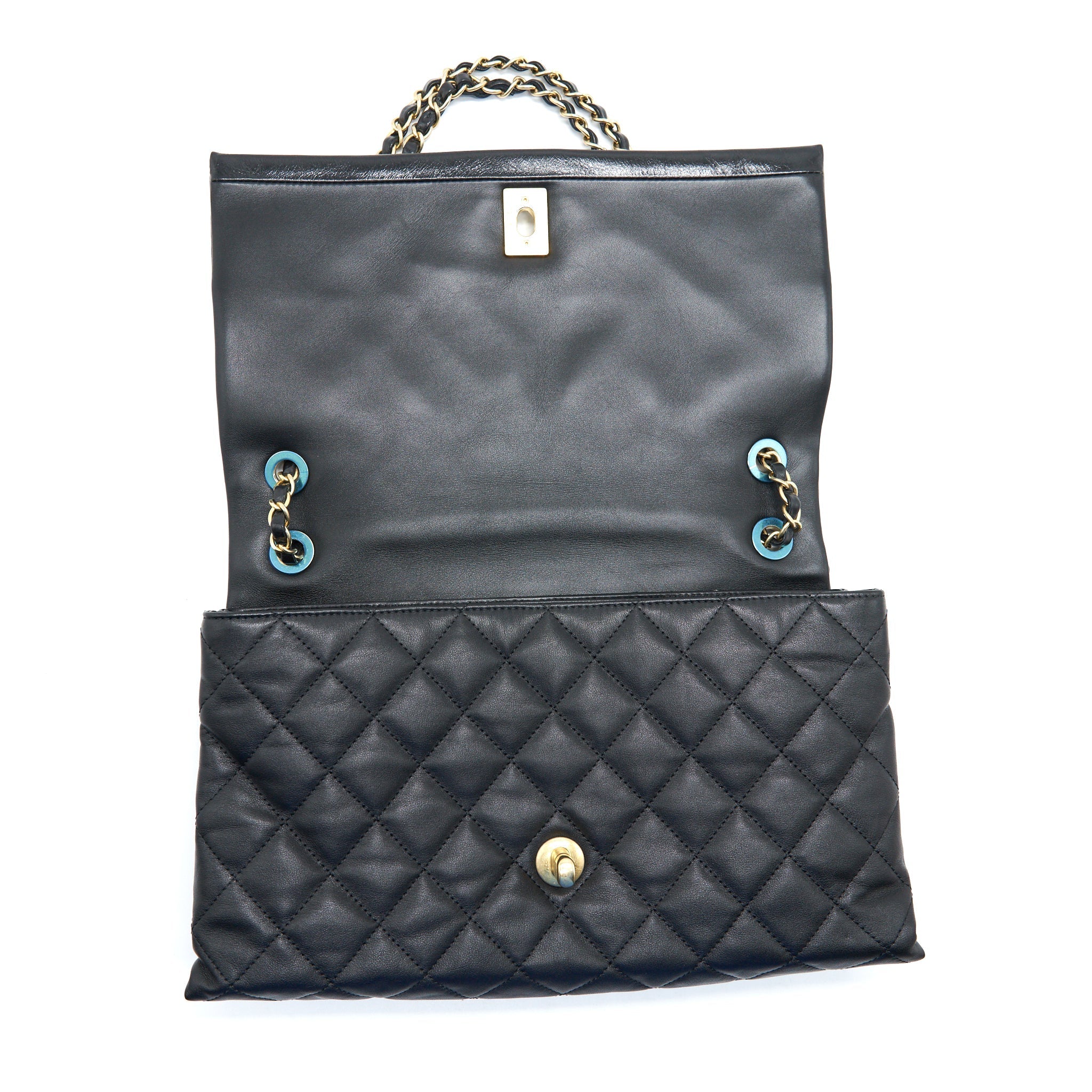 Chanel Large Single Flap Bag Calfskin  Black