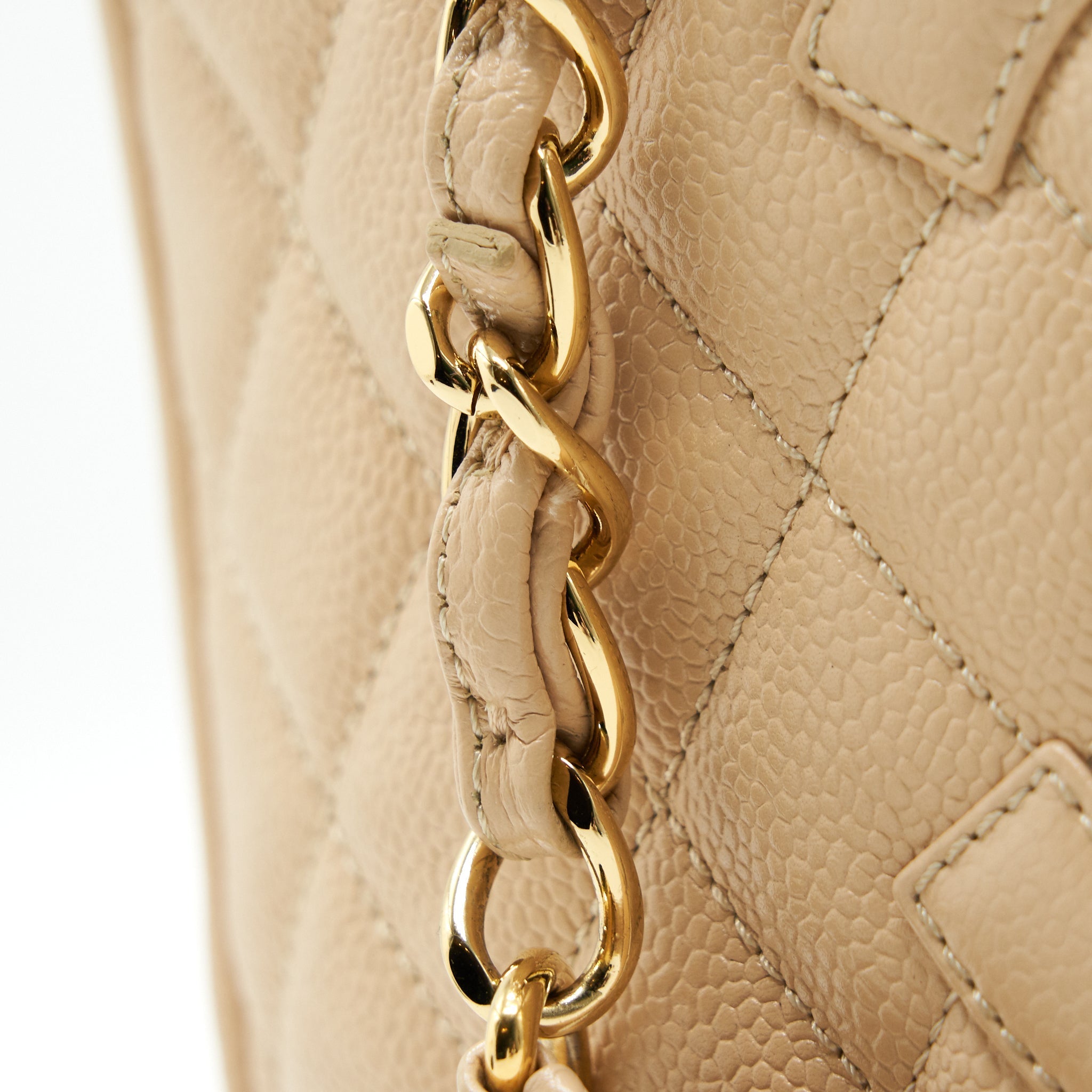 CHANEL CAVIAR GRAND SHOPPING TOTE GST IN BEIGE