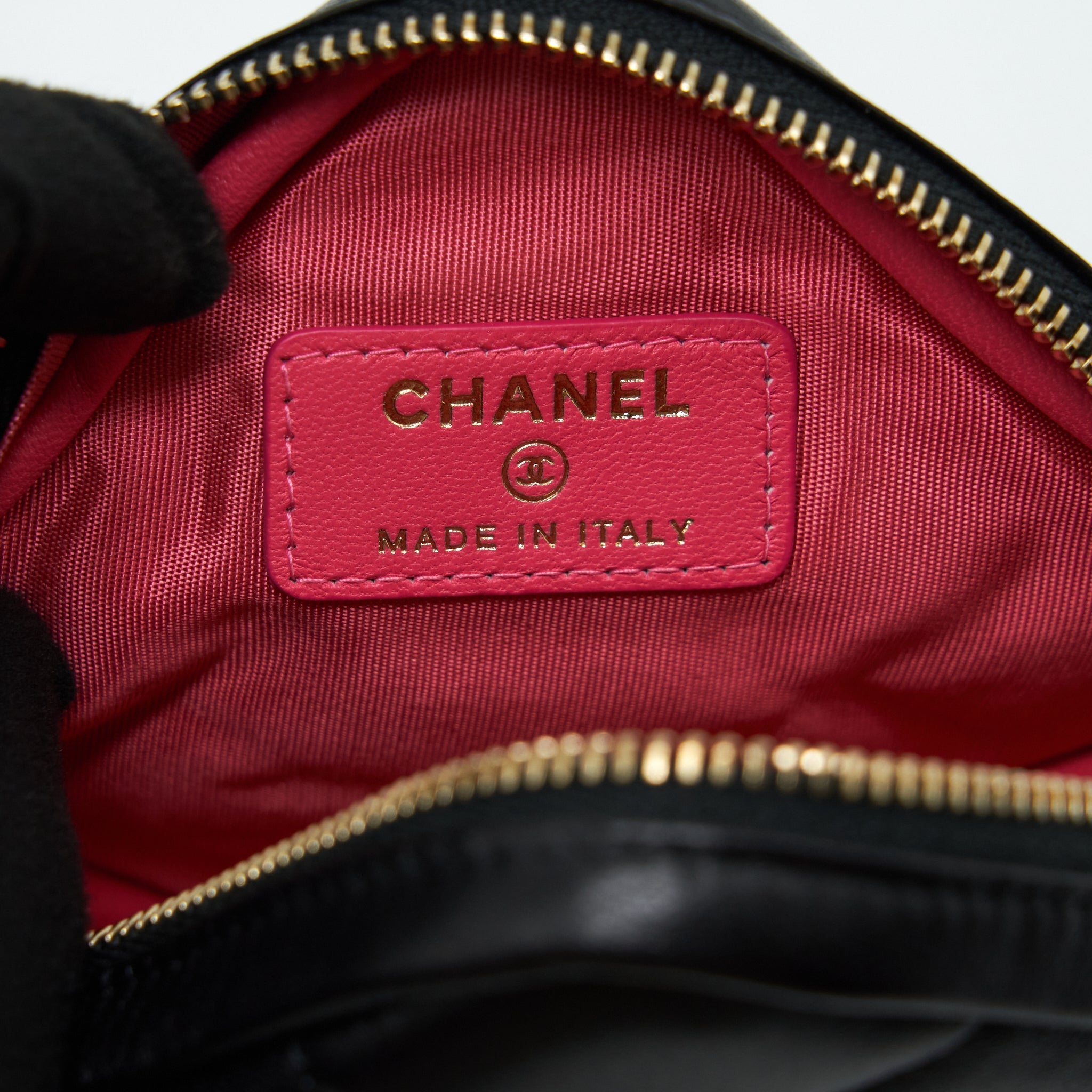 Chanel quilted belt bag lambskin black with