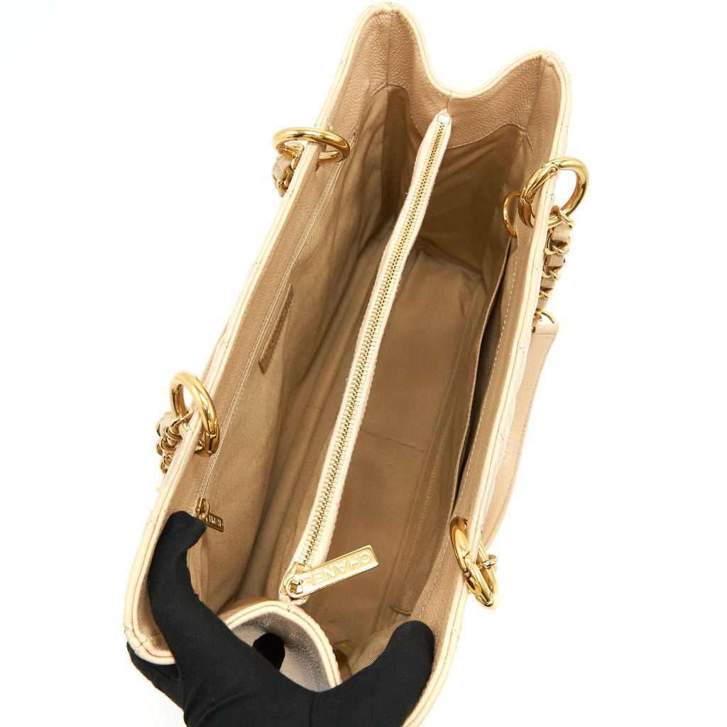 CHANEL CAVIAR GRAND SHOPPING TOTE GST IN BEIGE