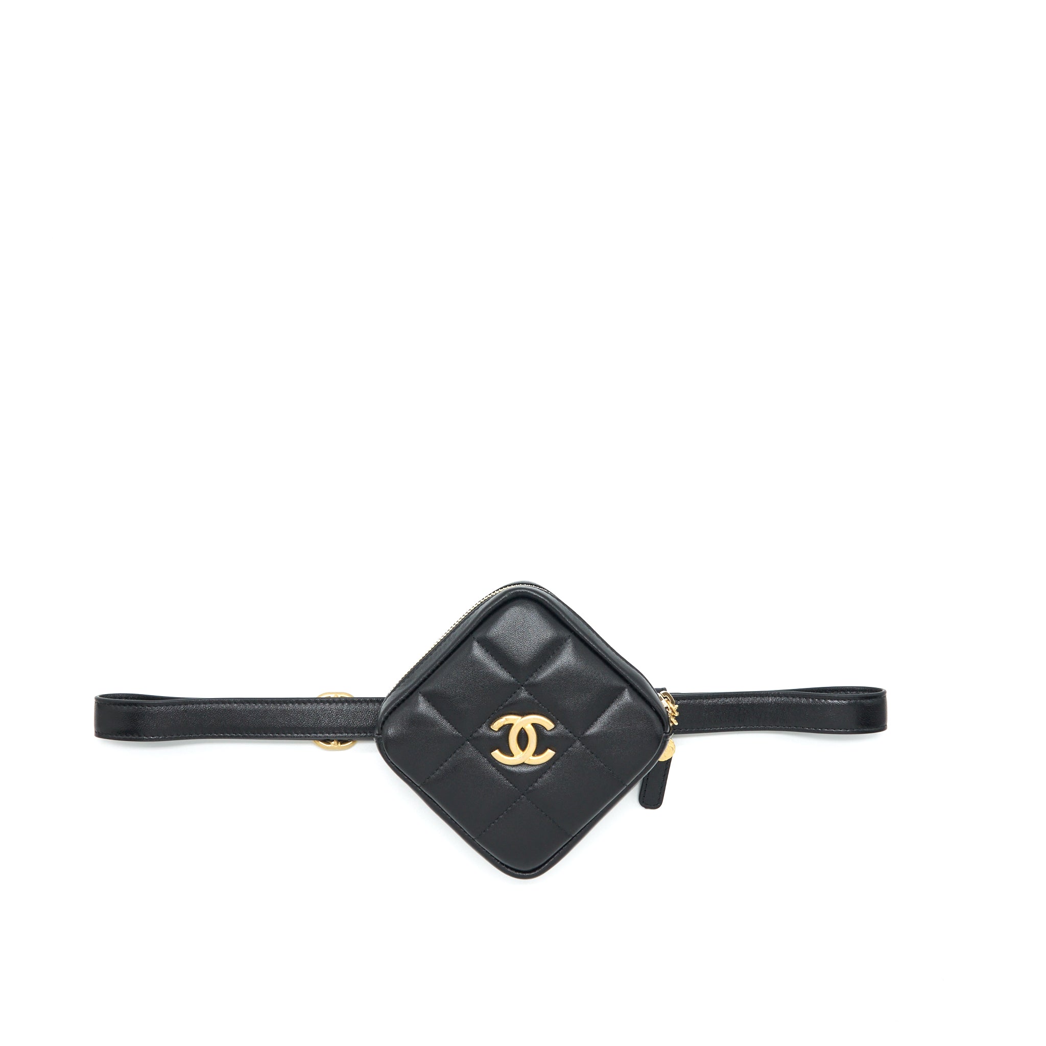 Chanel quilted belt bag lambskin black with