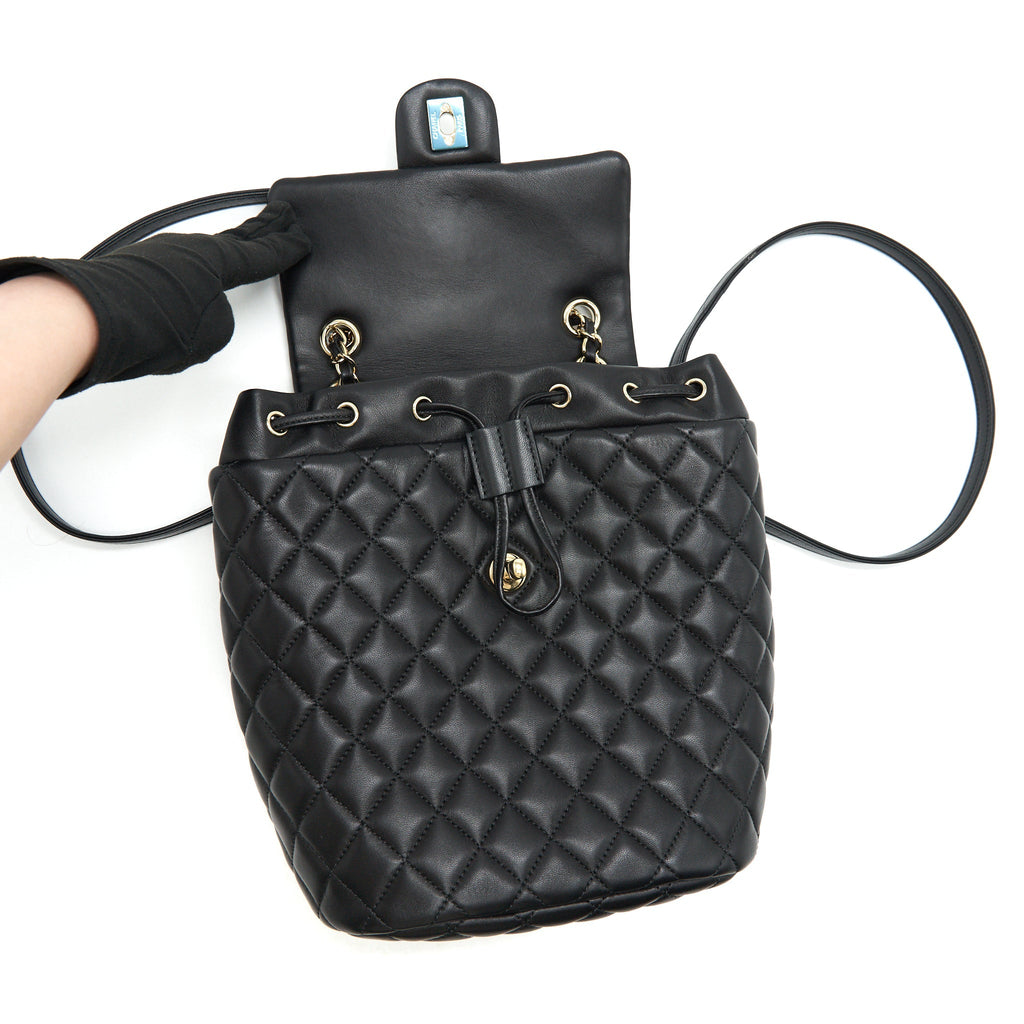 CHANEL QUILTED LAMBSKIN URBAN SPIRIT BACKPACK BLACK