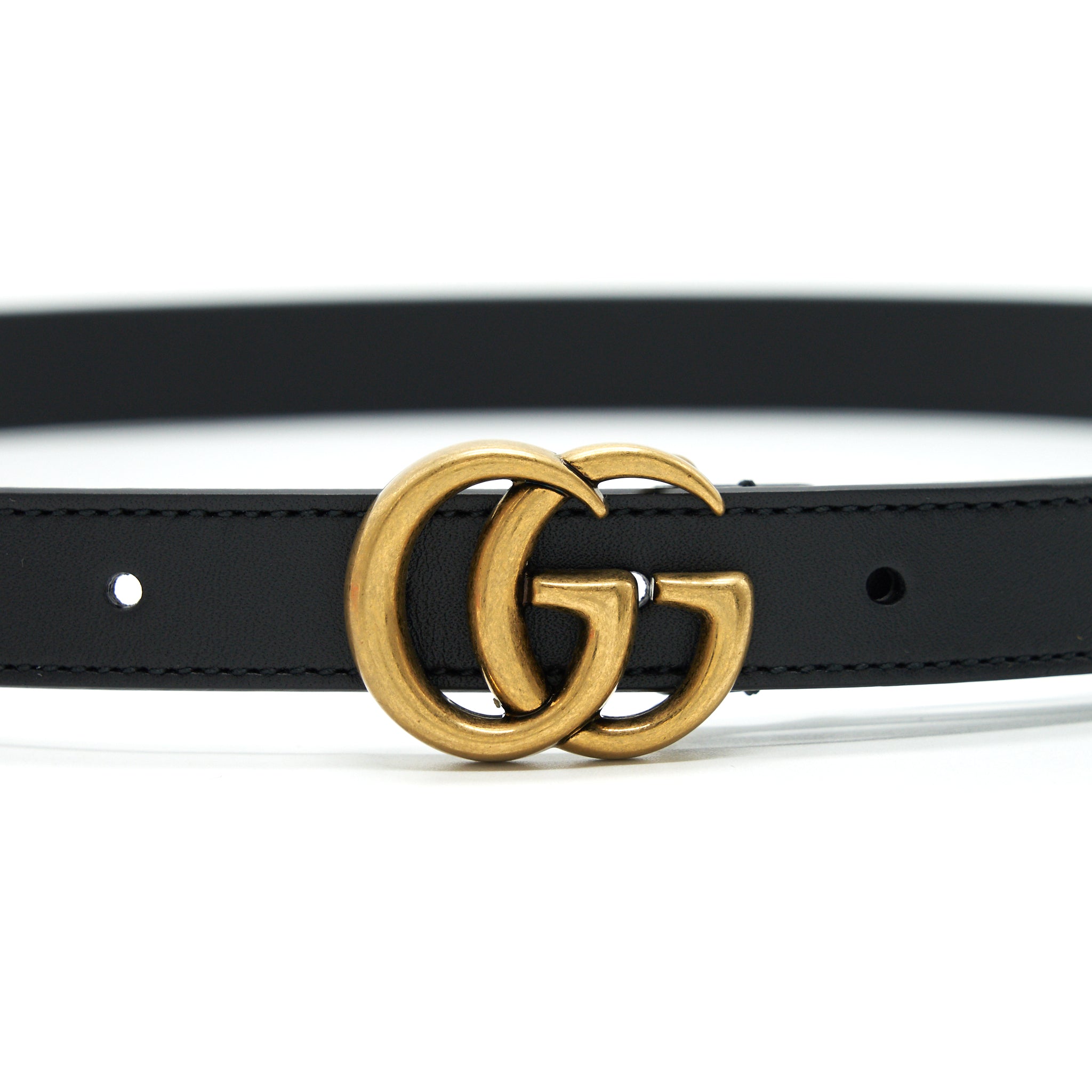 Gucci Size80 GG Buckle 2cm Leather Belt Black