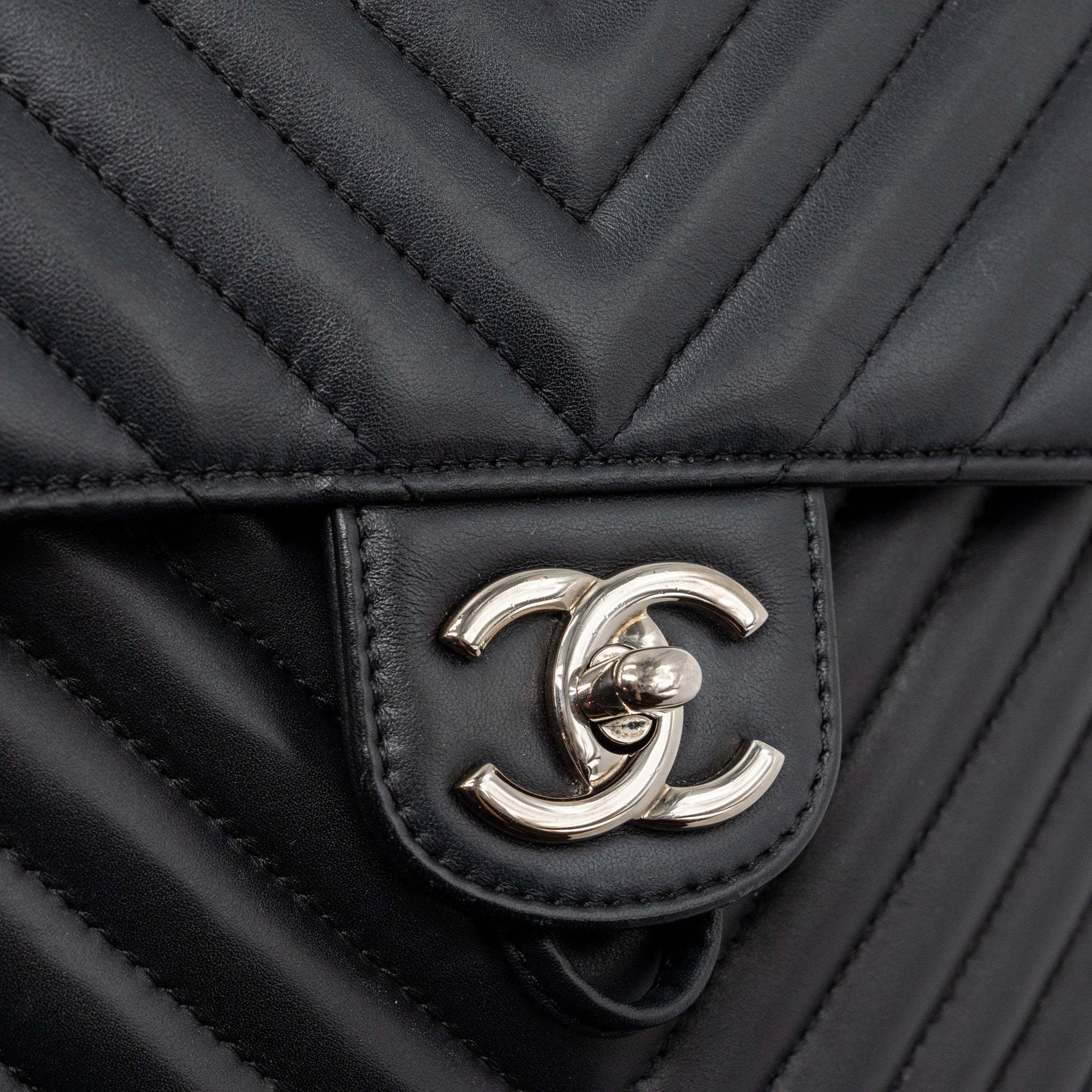 Chanel Small Urban Spirit Backpack Chevron Calfskin Black