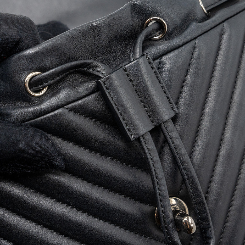 Chanel Small Urban Spirit Backpack Chevron Calfskin Black