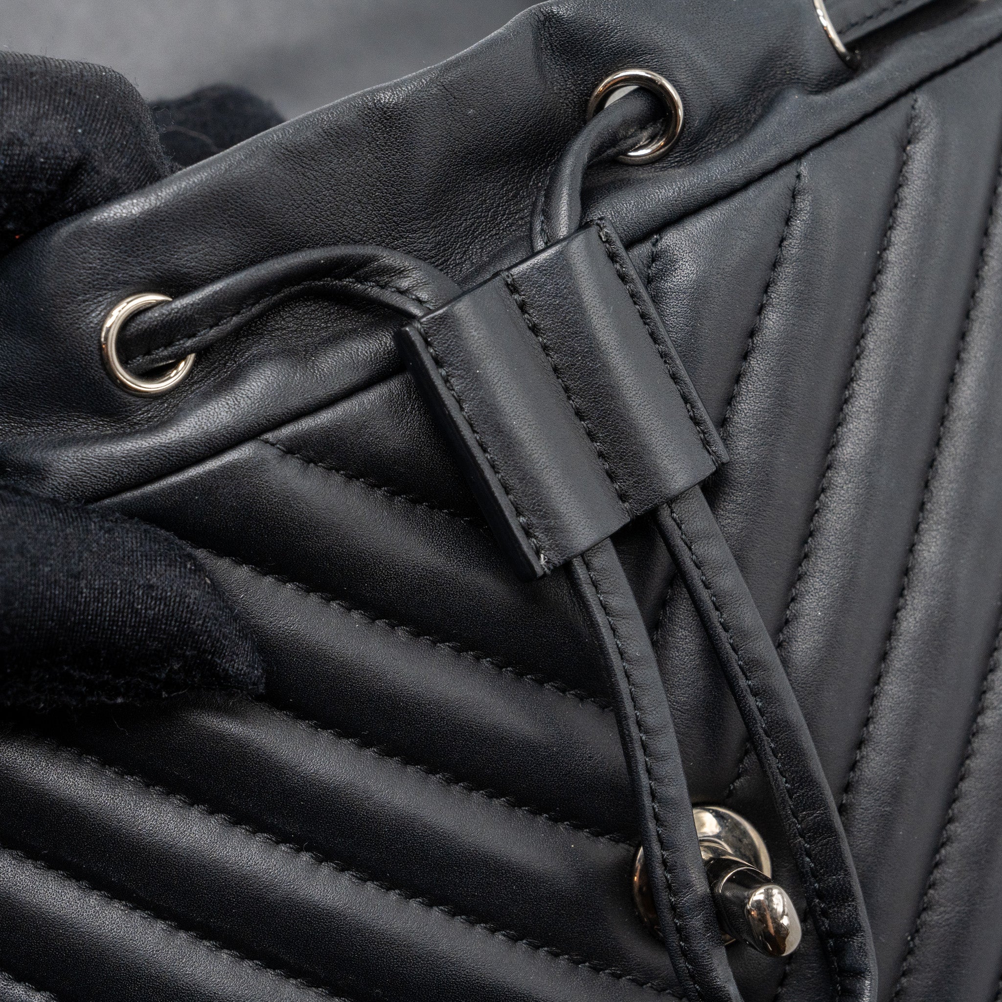 Chanel Small Urban Spirit Backpack Chevron Calfskin Black