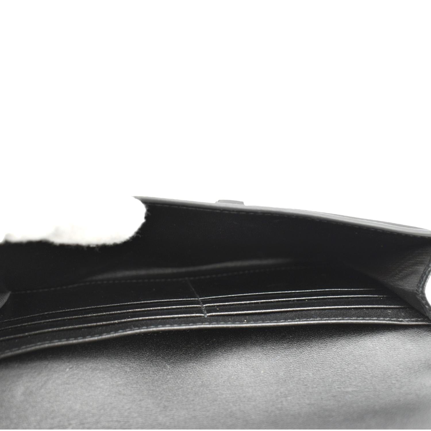 CHRISTIAN DIOR Long Saddle Leather Crossbody Chain Wallet Black