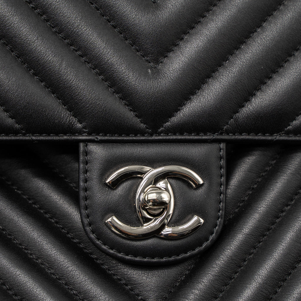 Chanel Urban Spirit Backpack Chevron Calfskin Black