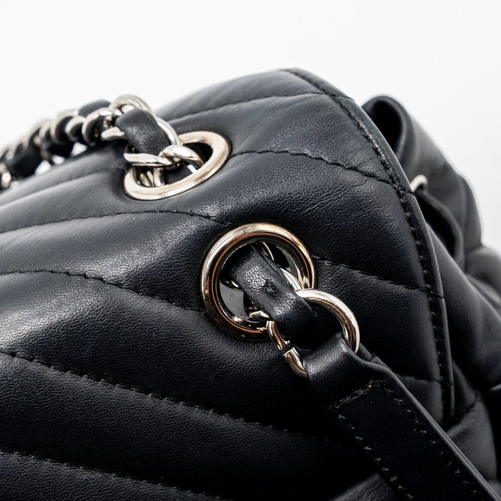 Chanel Small Urban Spirit Backpack Chevron Calfskin Black