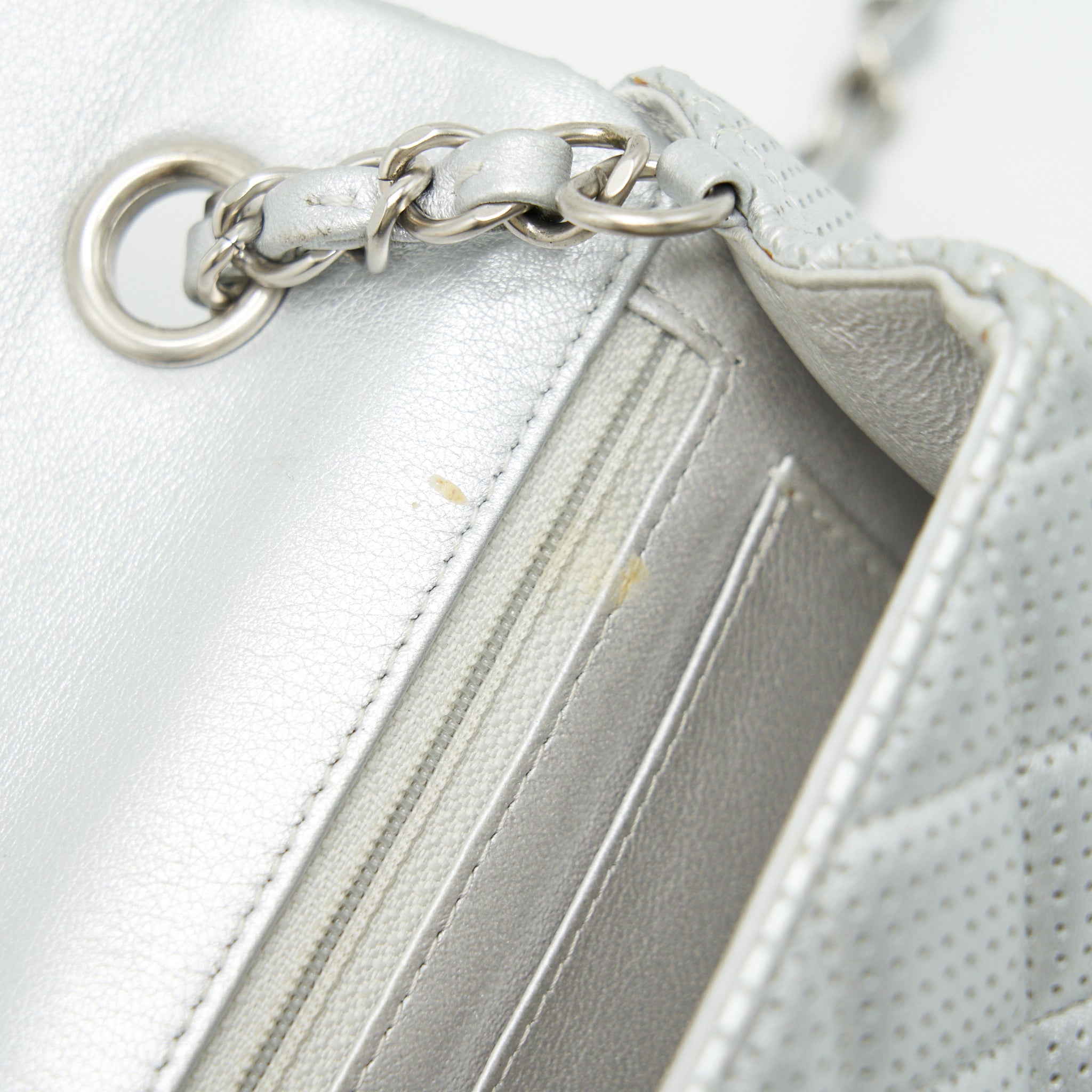 CHANEL RECTANGULAR MINI FLAP BAG SILVER