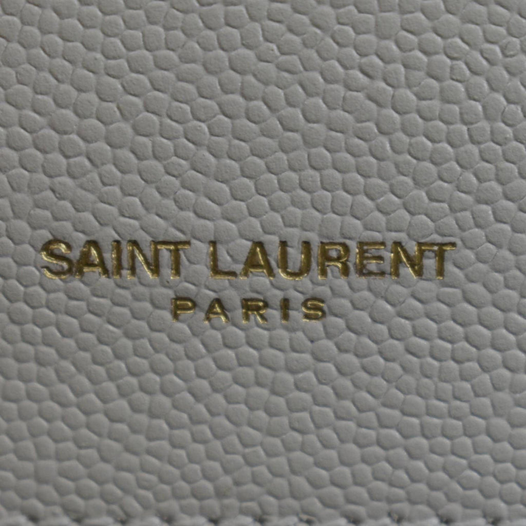 YVES SAINT LAURENT Kate Leather Chain Clutch Crossbody Bag White
