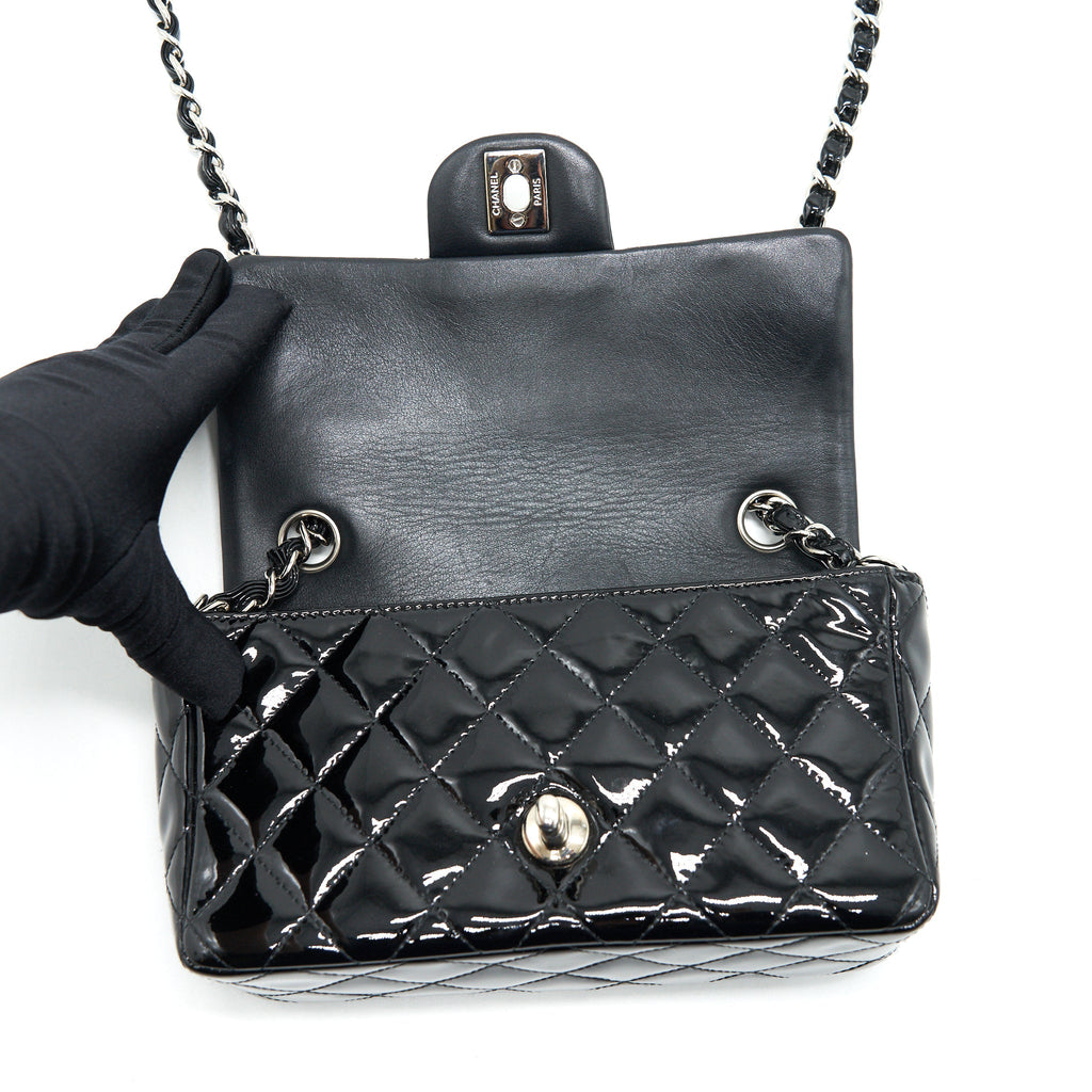 Chanel Mini Rectangular Flap bag Patent Leather Black