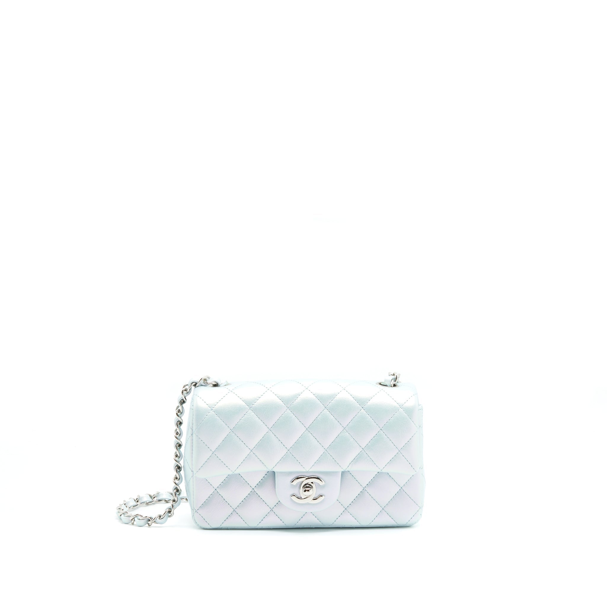 Chanel 21K Iridescent Baby Blue Mini Rectangular