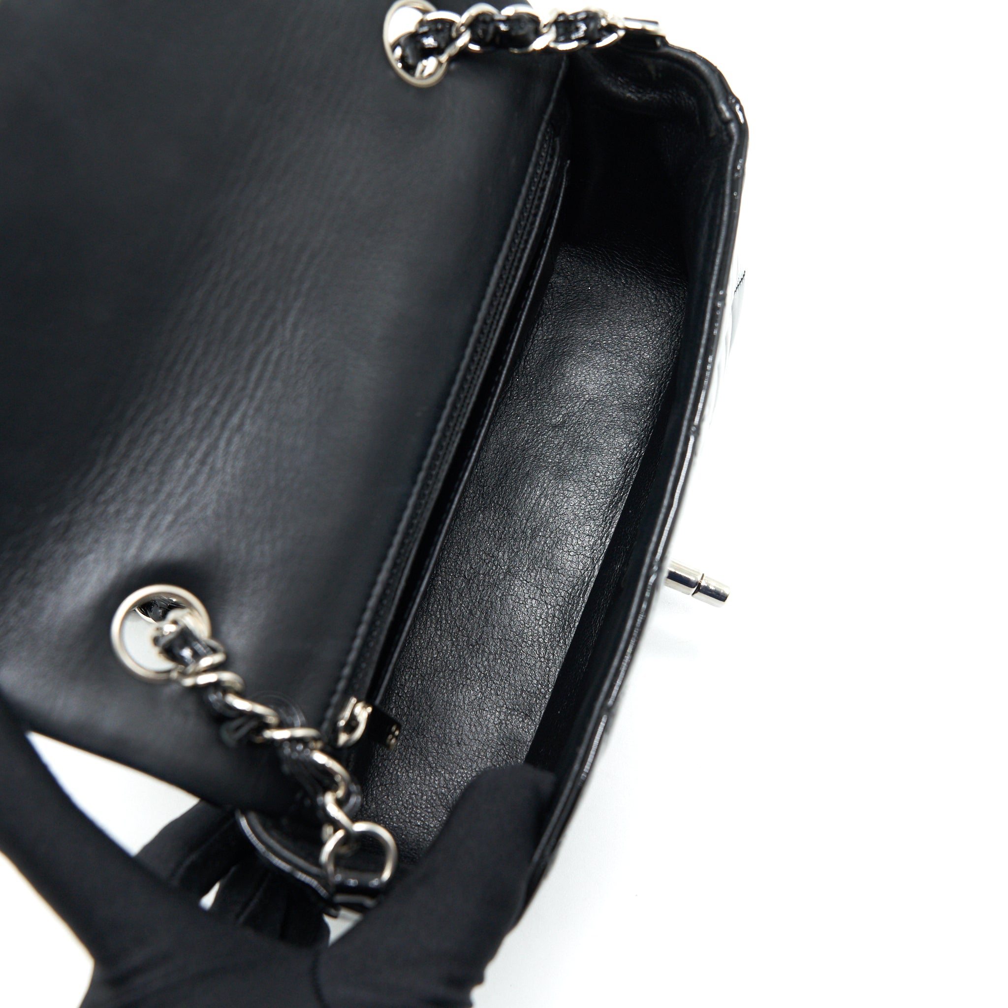 Chanel Mini Rectangular Flap bag Patent Leather Black