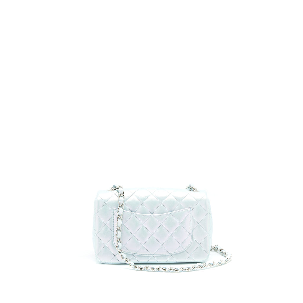 Chanel 21K Iridescent Baby Blue Mini Rectangular