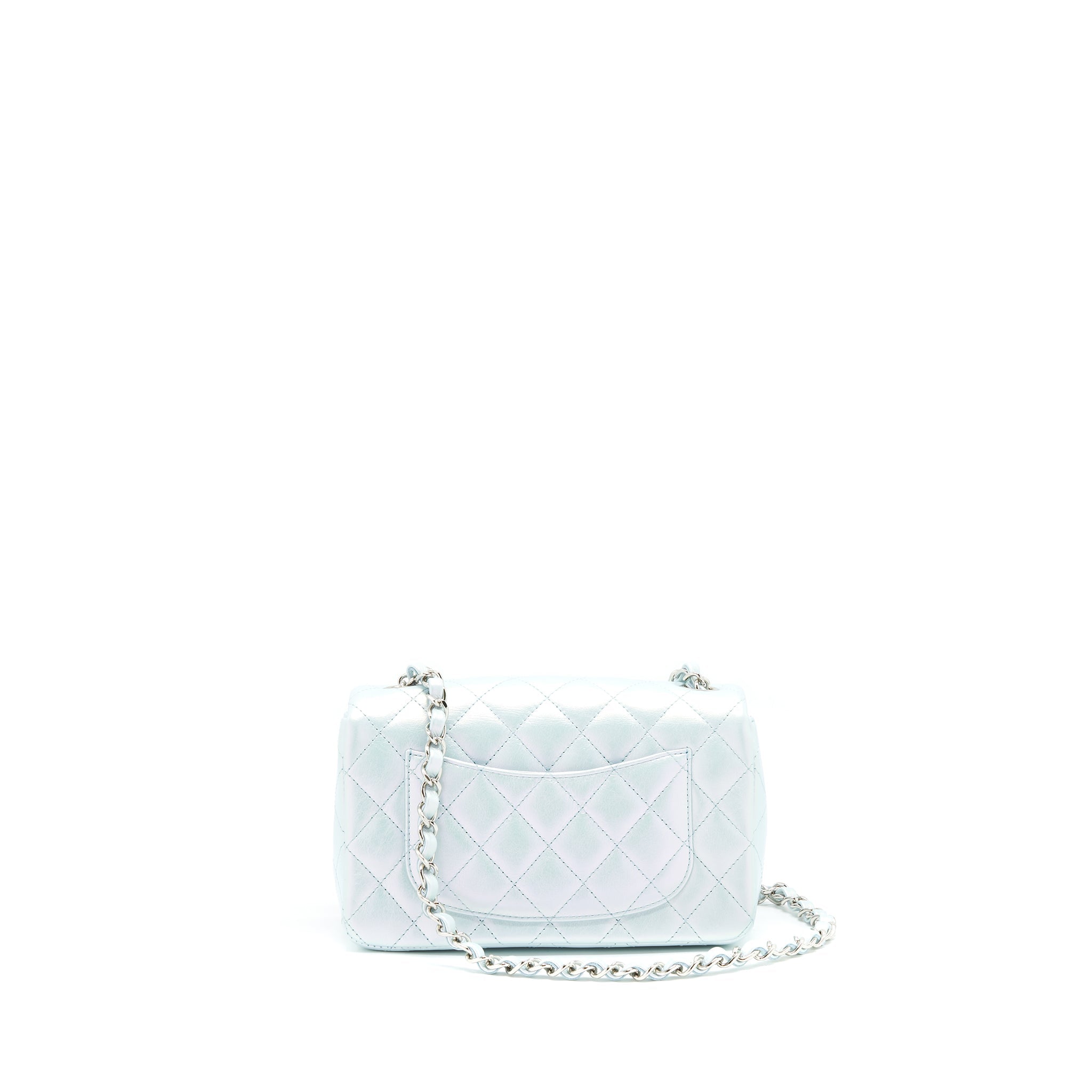 Chanel 21K Iridescent Baby Blue Mini Rectangular