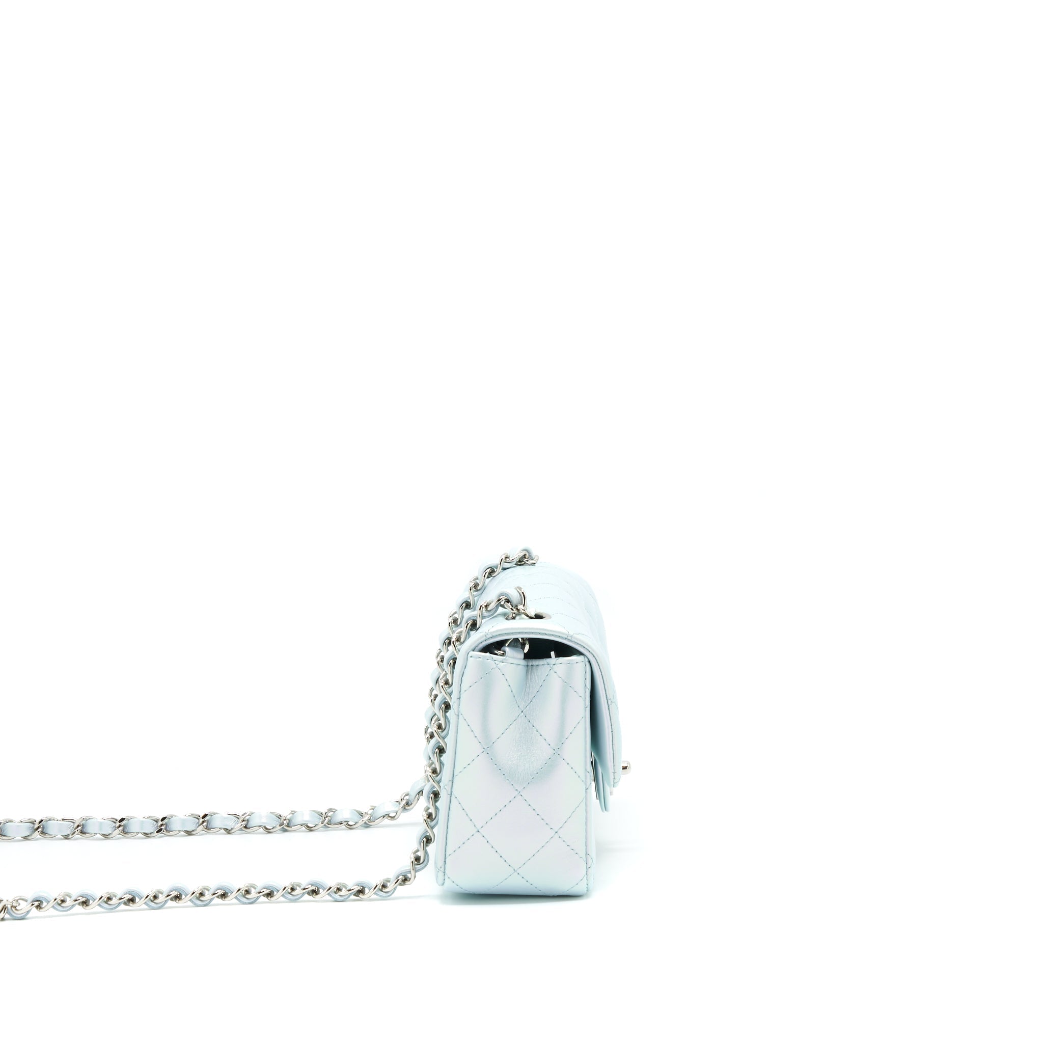Chanel 21K Iridescent Baby Blue Mini Rectangular