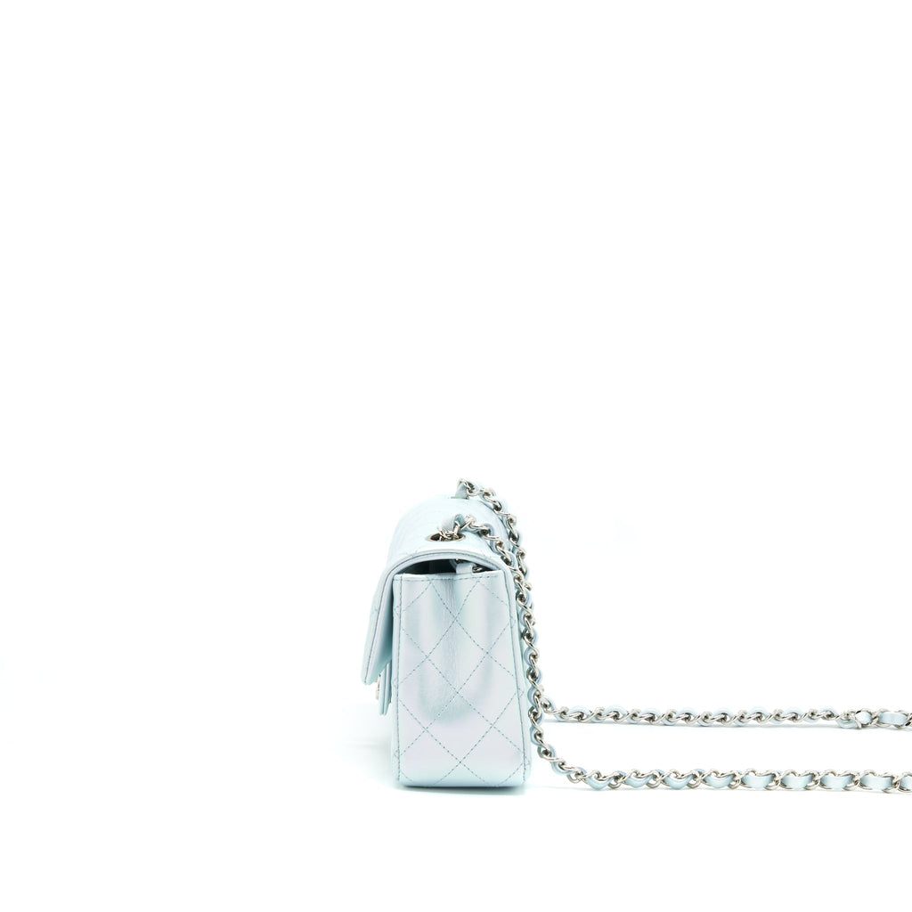 Chanel 21K Iridescent Baby Blue Mini Rectangular