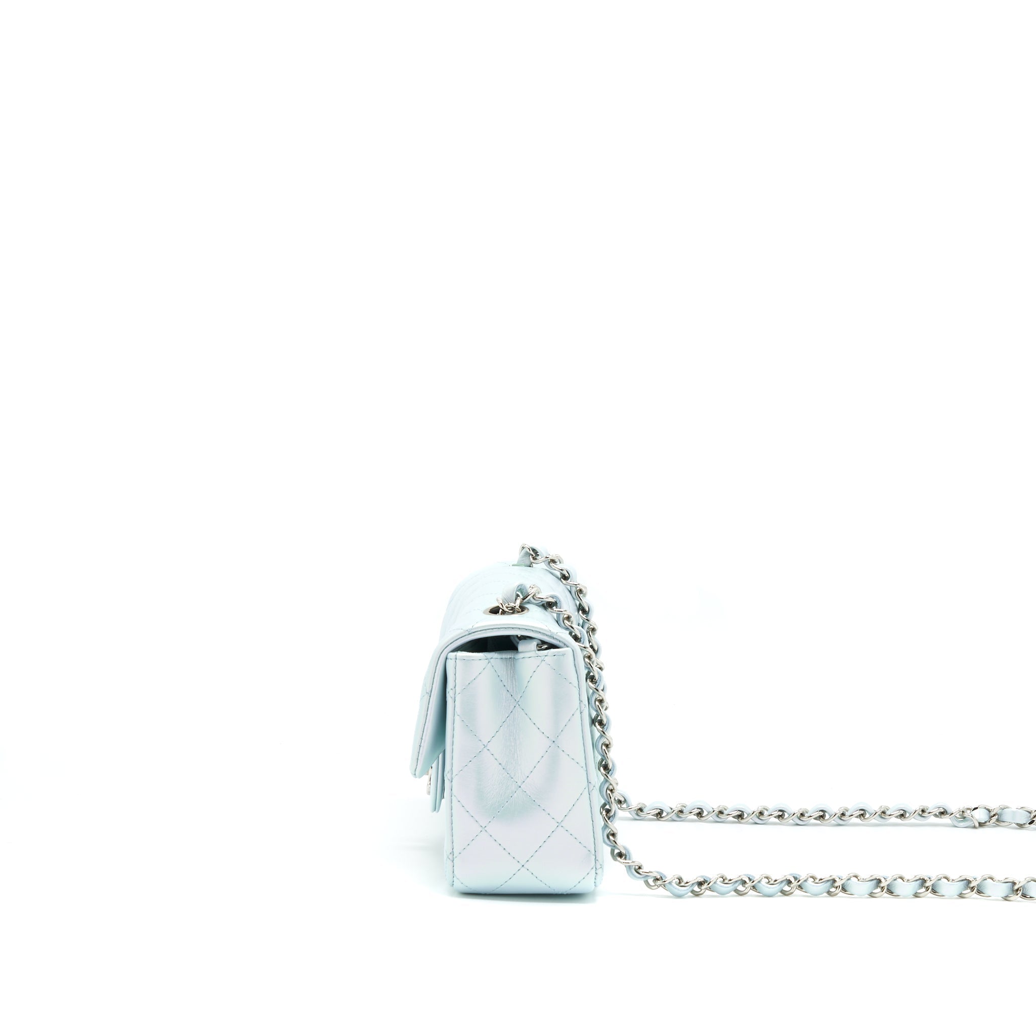 Chanel 21K Iridescent Baby Blue Mini Rectangular