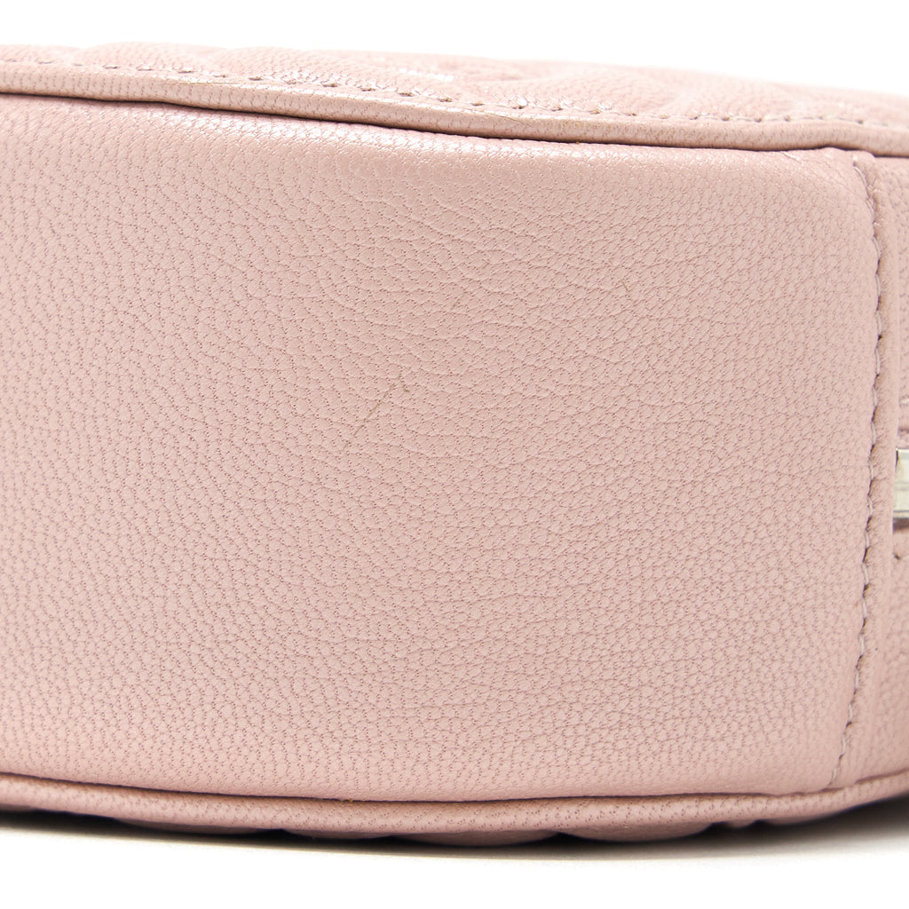 Chanel Round Clutch With Chain Camellia Calfskin Nude Pink