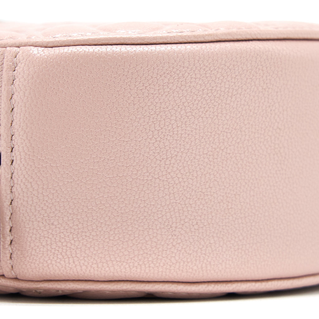 Chanel Round Clutch With Chain Camellia Calfskin Nude Pink